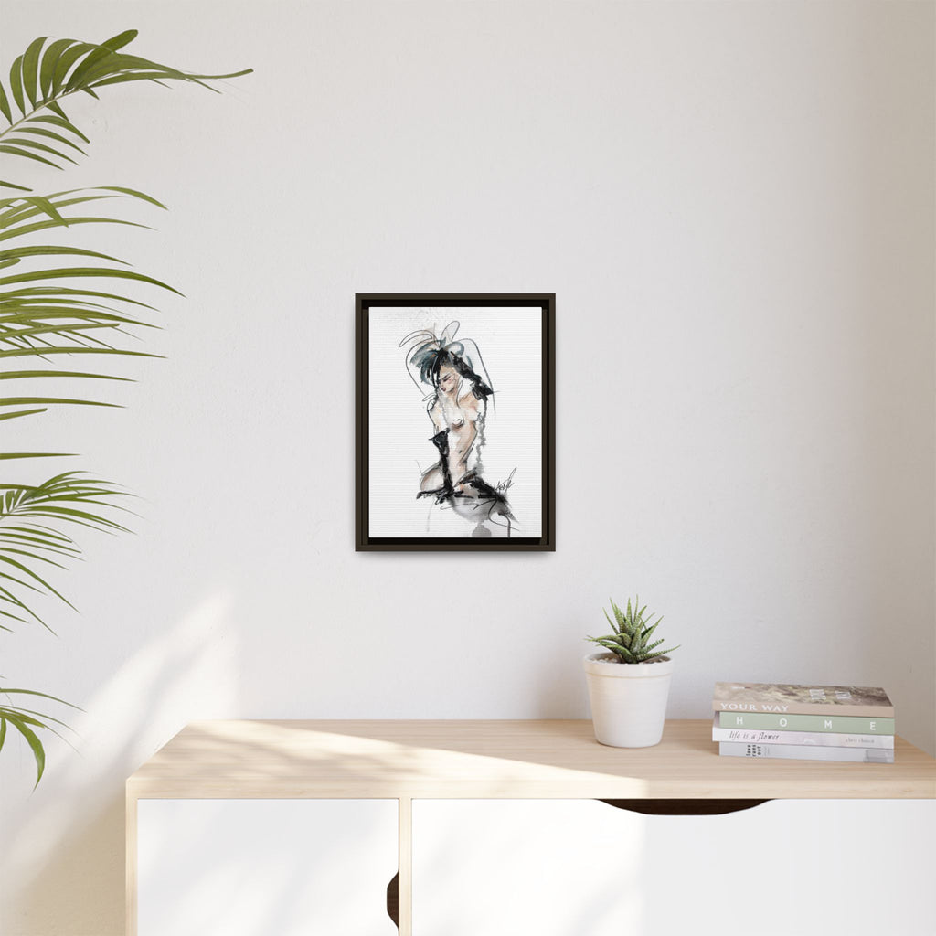 Woman in Black Gloves | Framed Nude Figure Sketch