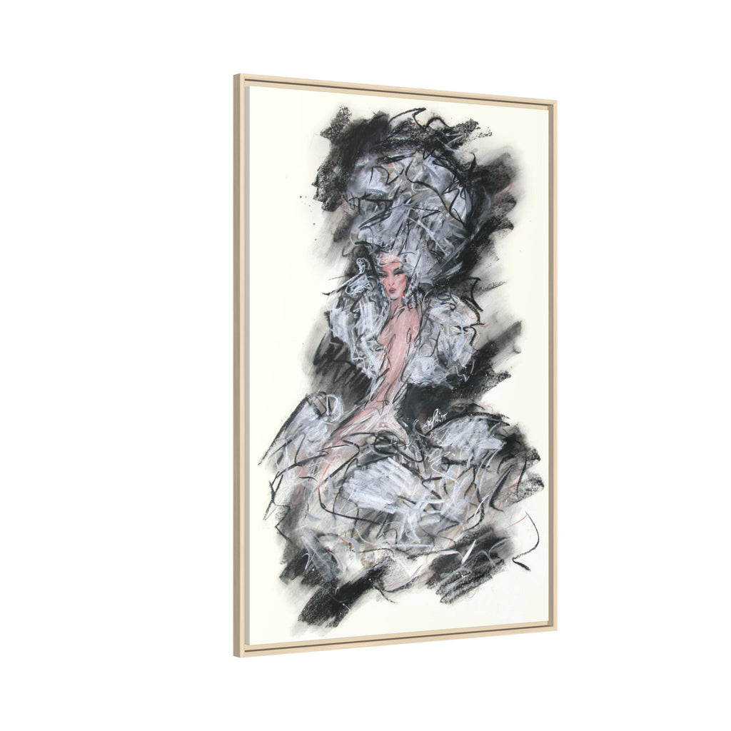 Framed Matte Canvas Art - Fashion Sketch Ballerina Illustration