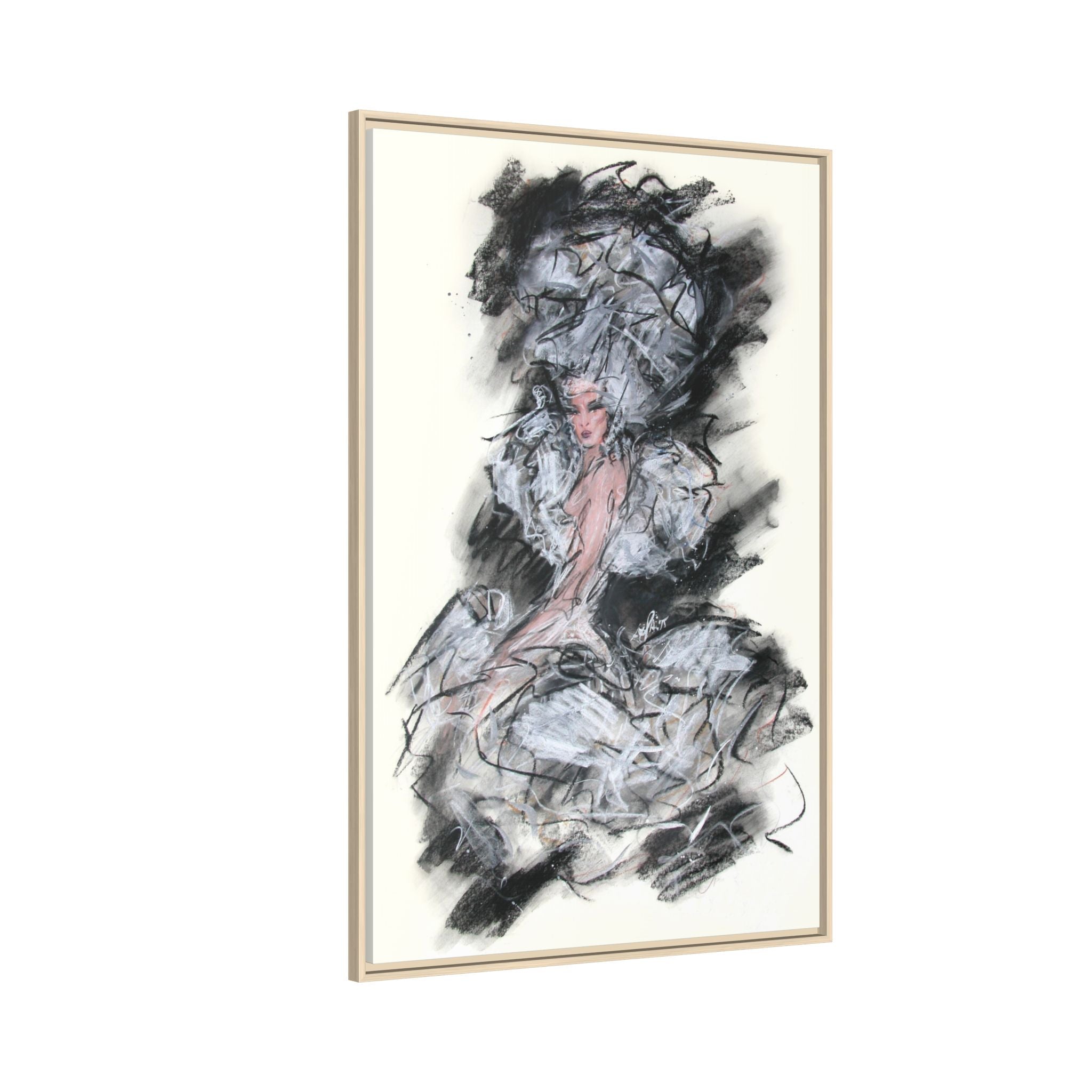Framed Matte Canvas Art - Fashion Sketch Ballerina Illustration