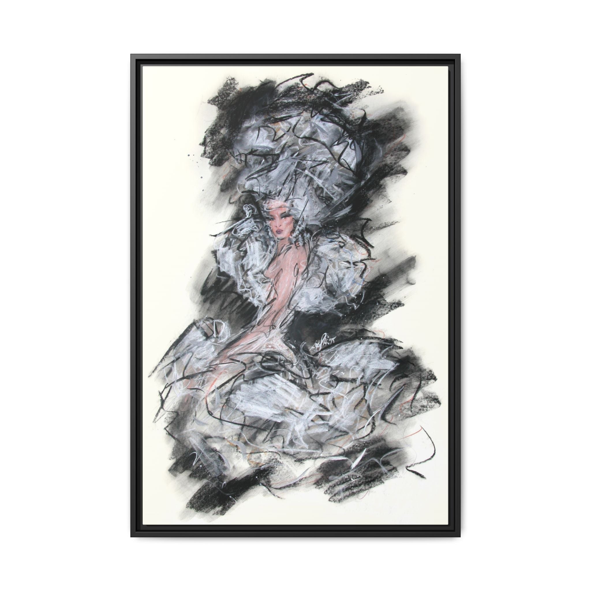 Framed Matte Canvas Art - Fashion Sketch Ballerina Illustration