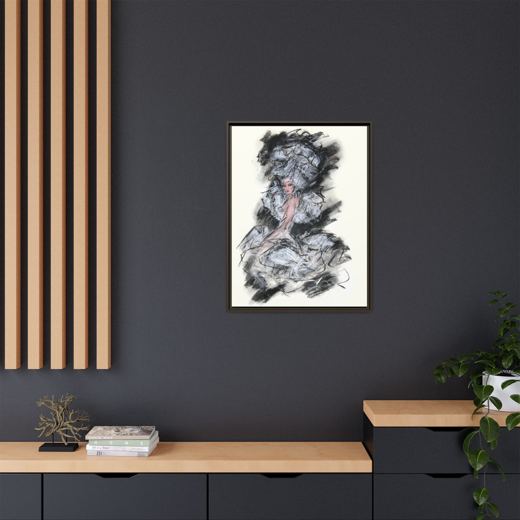Framed Matte Canvas Art - Fashion Sketch Ballerina Illustration