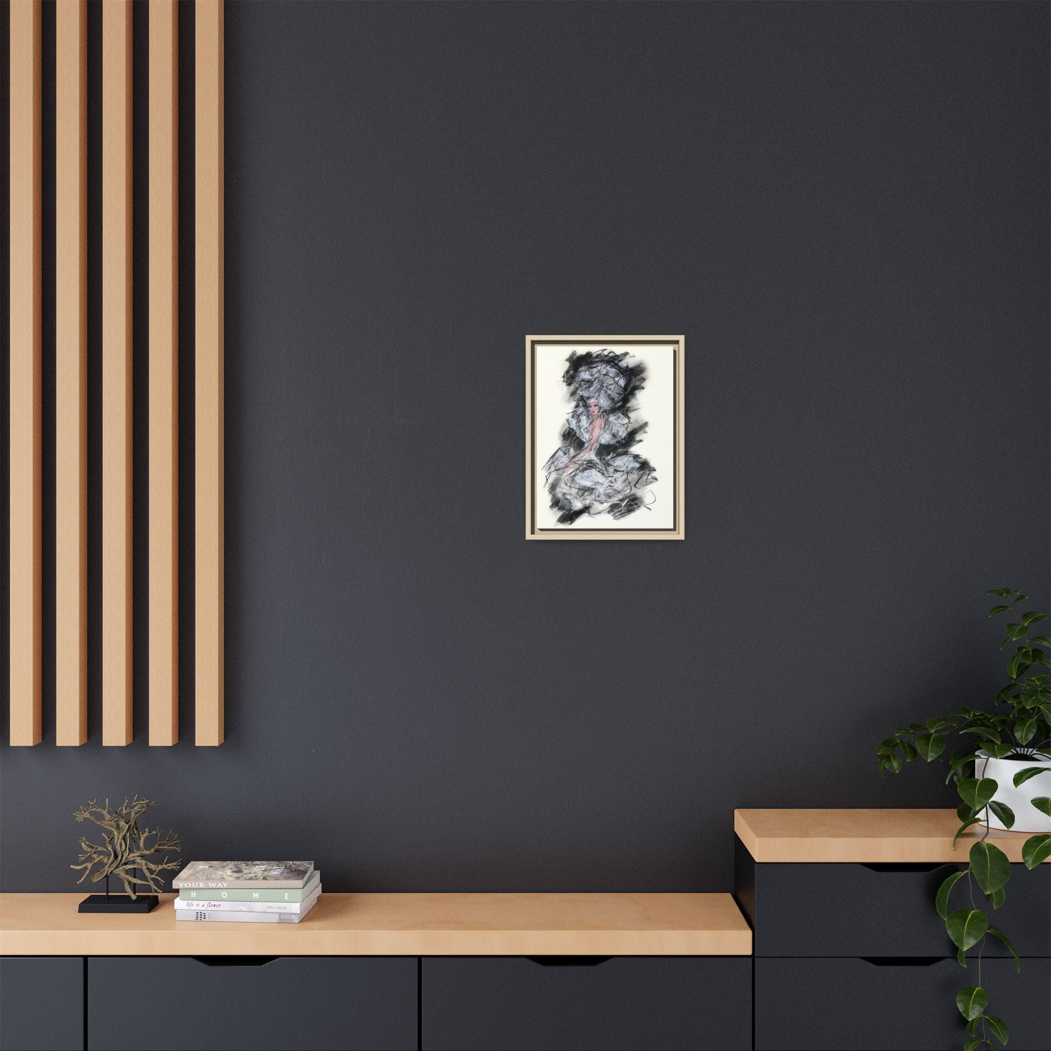 Framed Matte Canvas Art - Fashion Sketch Ballerina Illustration