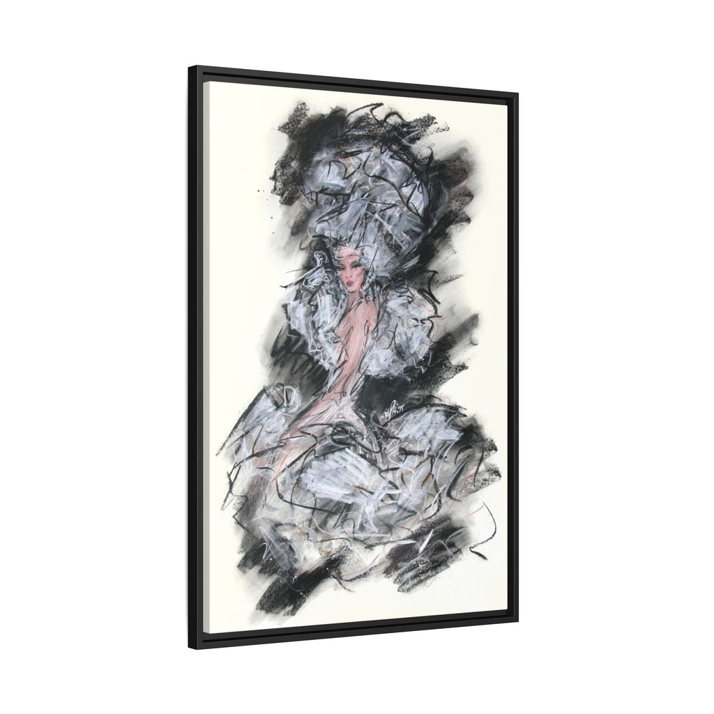 Framed Matte Canvas Art - Fashion Sketch Ballerina Illustration