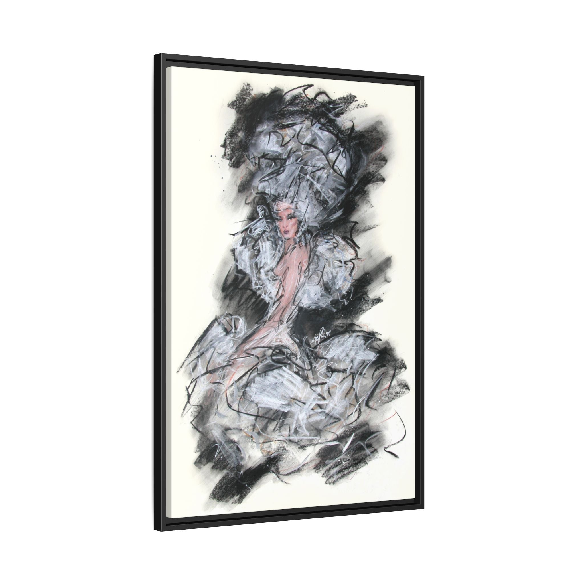 Framed Matte Canvas Art - Fashion Sketch Ballerina Illustration