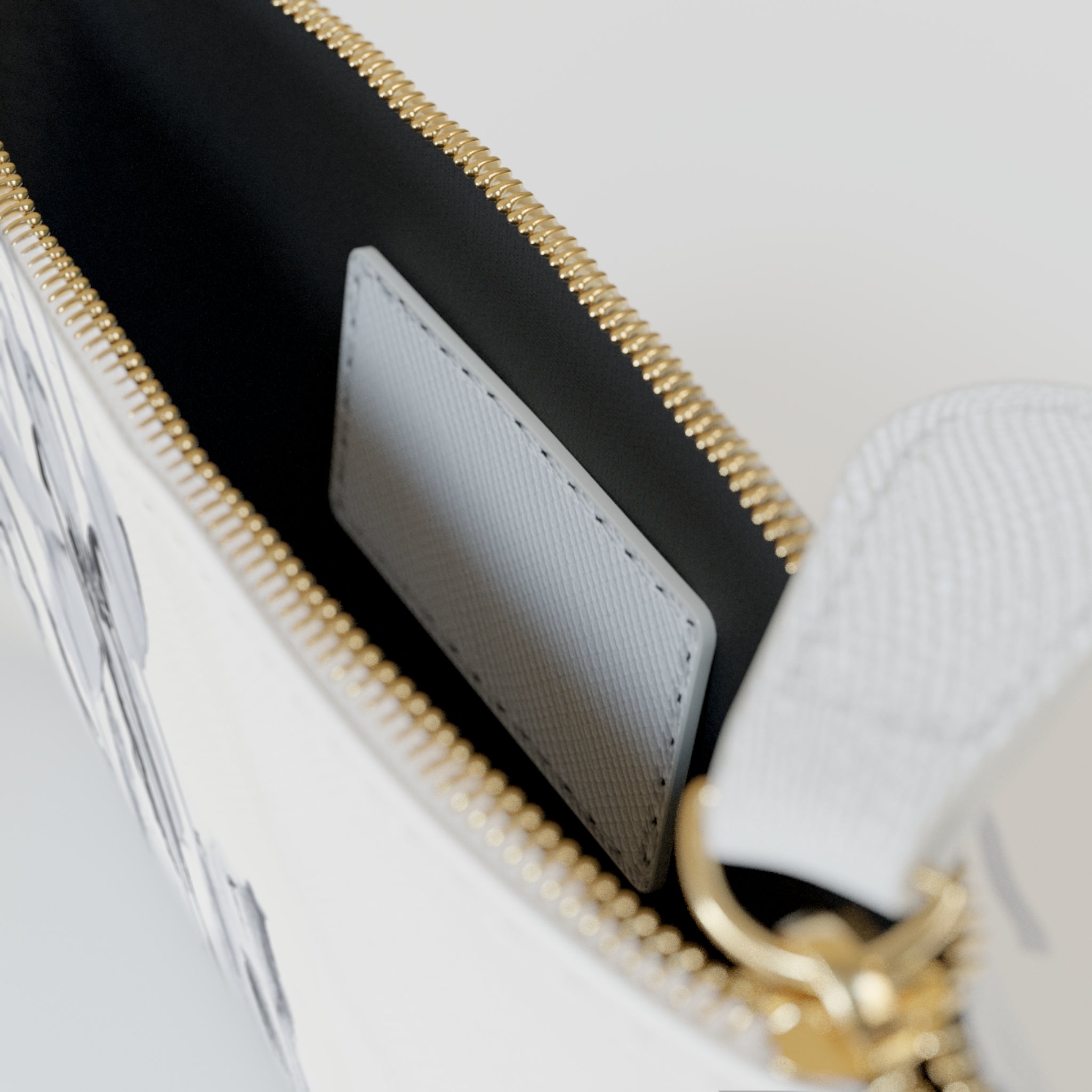 Mini Clutch Bag — Monochrome Watercolor Floral Zip Pouch
