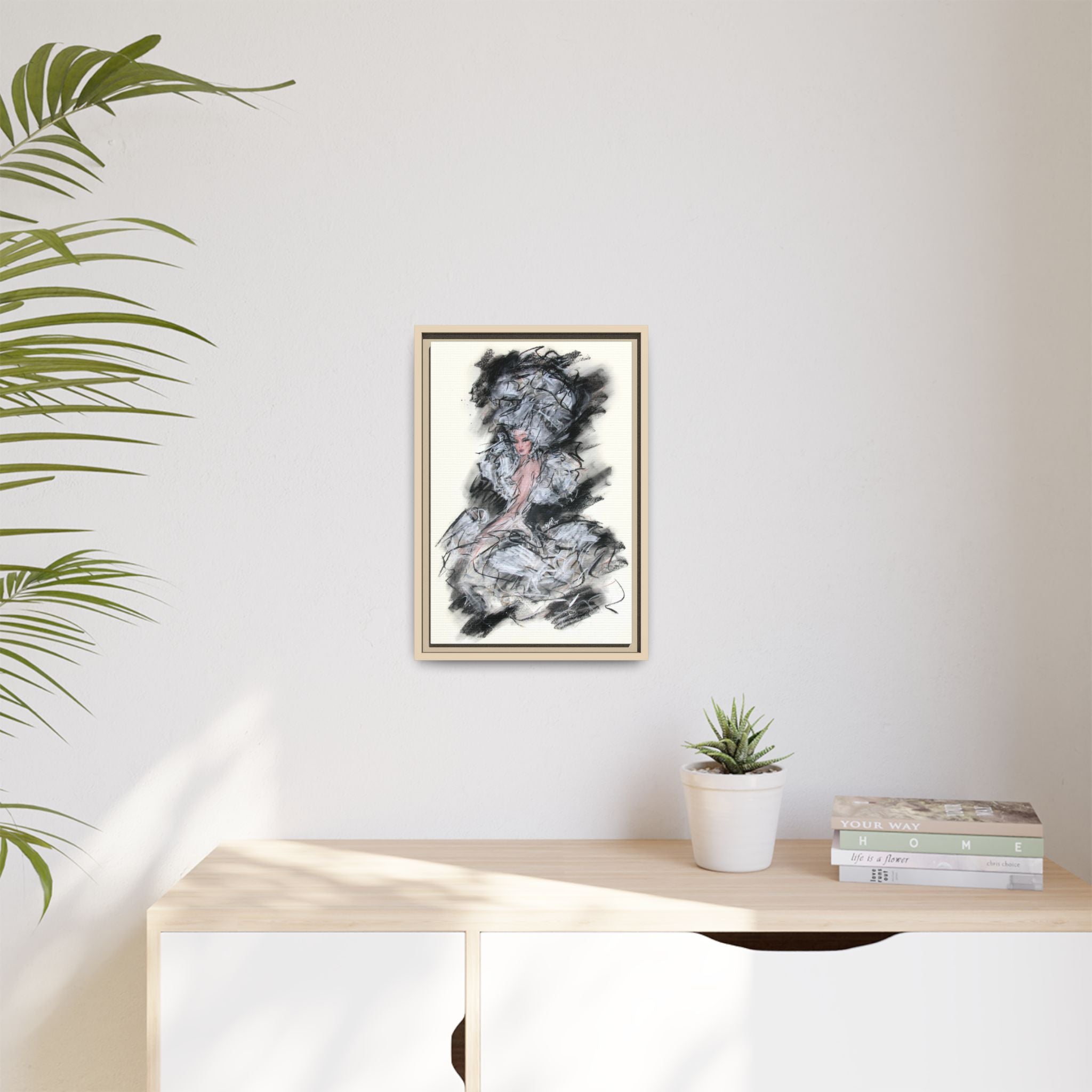 Framed Matte Canvas Art - Fashion Sketch Ballerina Illustration