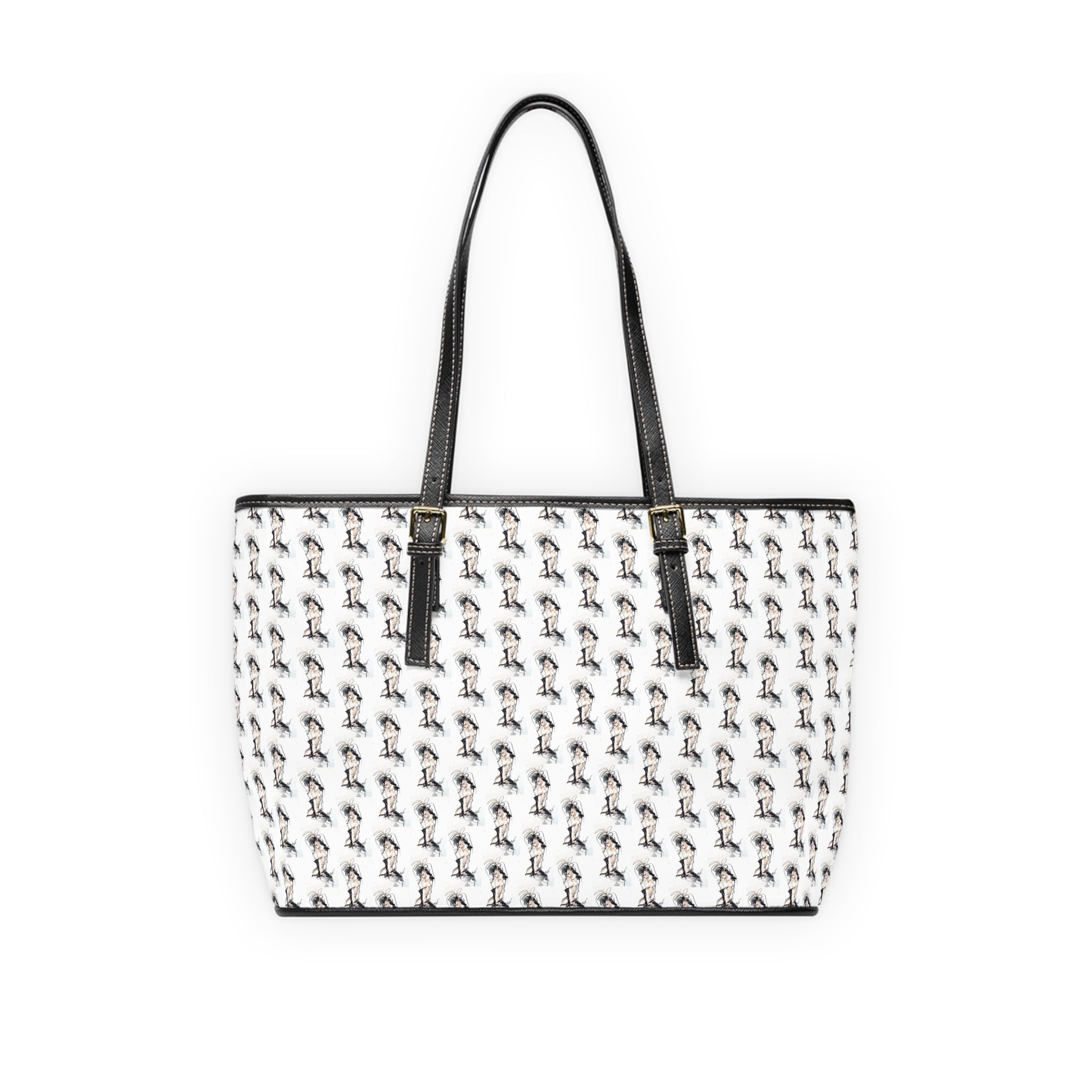 Pin-Up  Print Tote with Black Trim