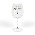 12oz Wine Glass — Playful Face Design (Lashes & Red Lips)