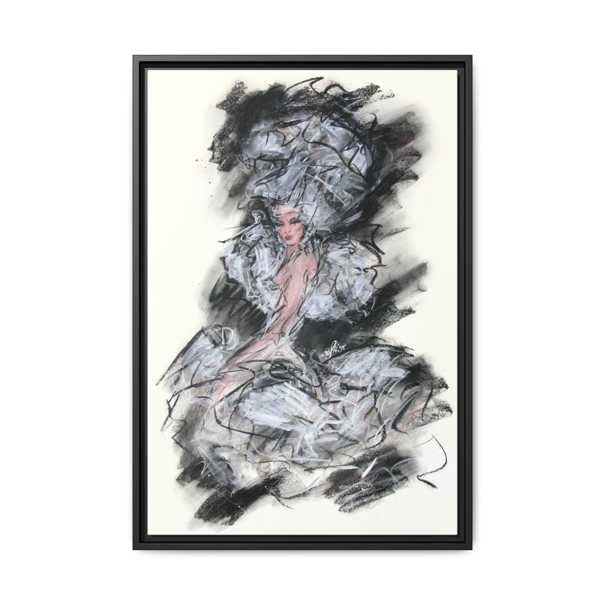 Framed Matte Canvas Art - Fashion Sketch Ballerina Illustration