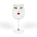 Wine Glass — Glam Face 12oz Stemmed Wine Glass (Red Lip & Green Eye Makeup Design)