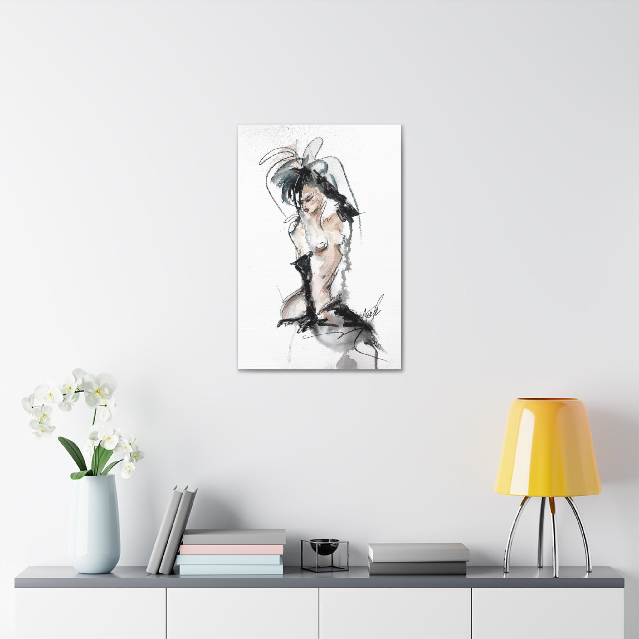 Woman In Black Gloves Canvas Print | Burlesque Pinup Canvas Art