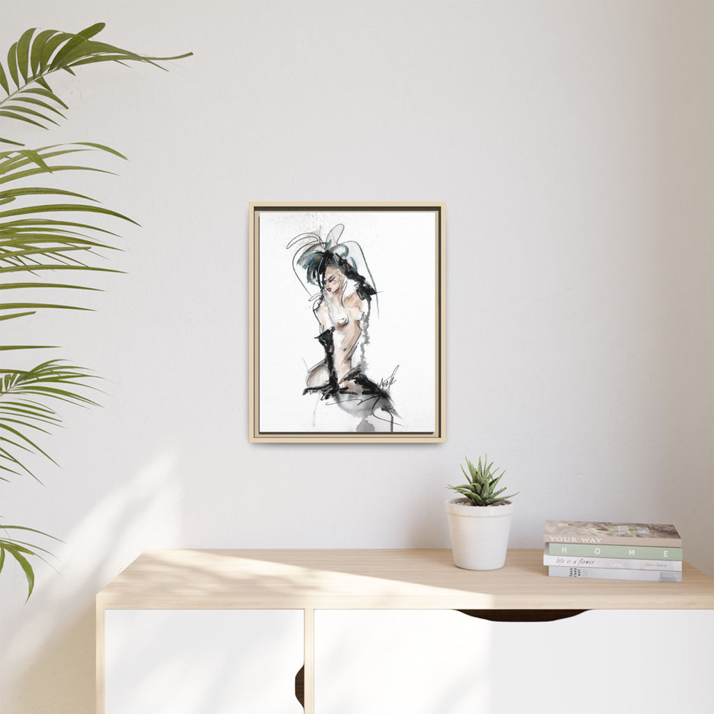 Woman in Black Gloves | Framed Nude Figure Sketch