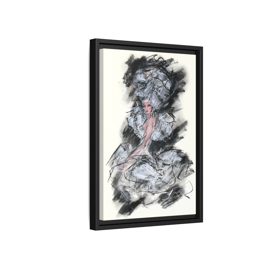Framed Matte Canvas Art - Fashion Sketch Ballerina Illustration