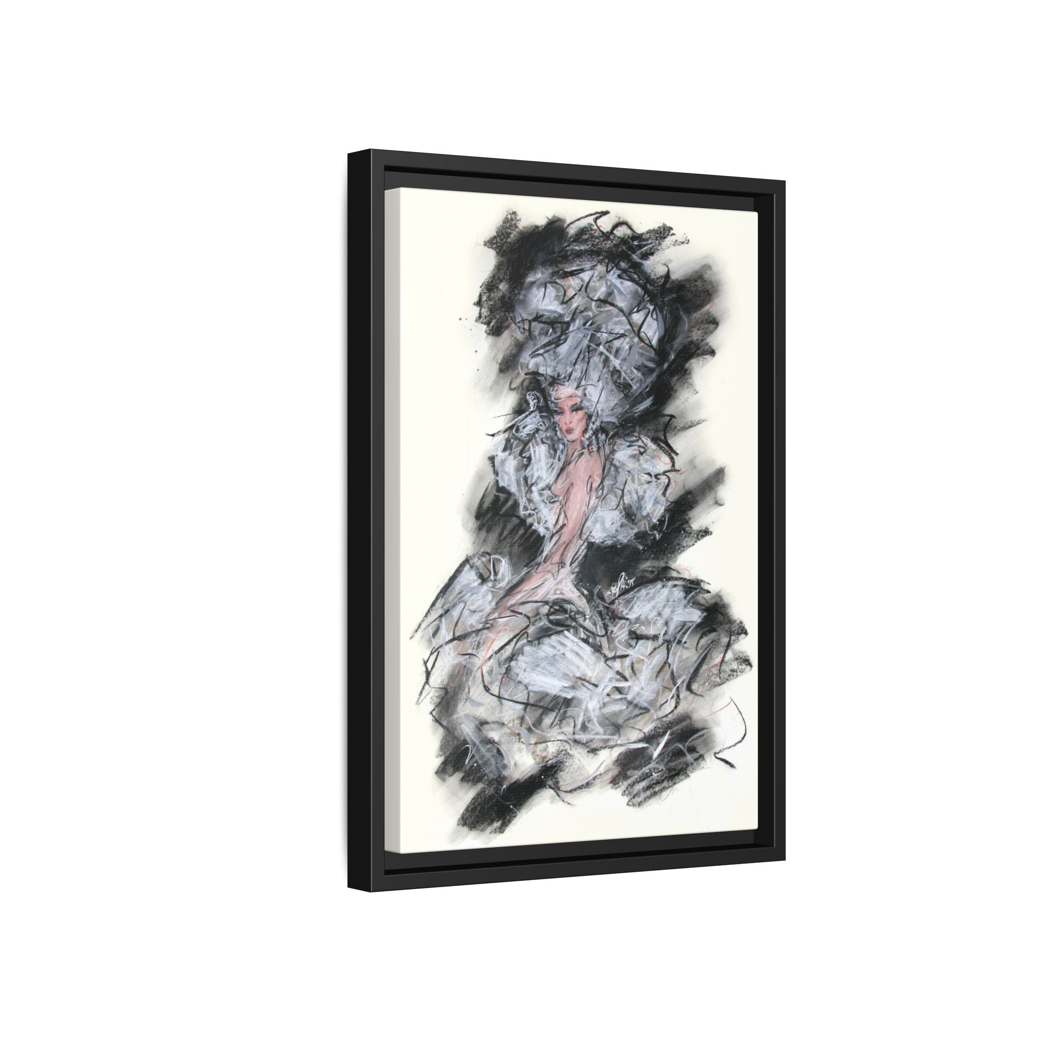 Framed Matte Canvas Art - Fashion Sketch Ballerina Illustration