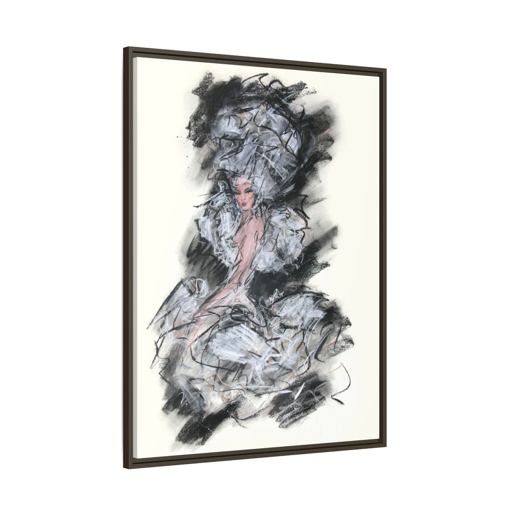 Framed Matte Canvas Art - Fashion Sketch Ballerina Illustration