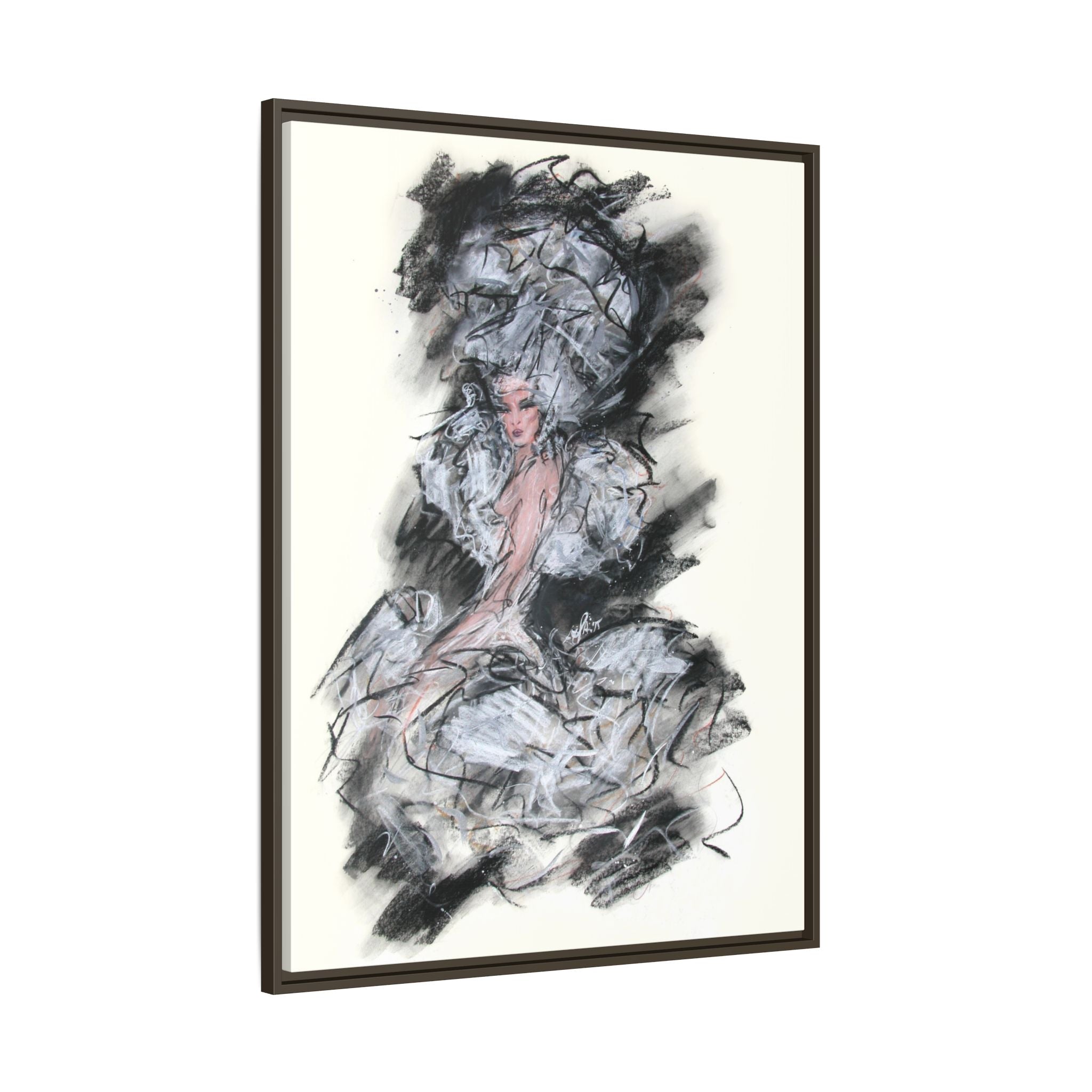 Framed Matte Canvas Art - Fashion Sketch Ballerina Illustration