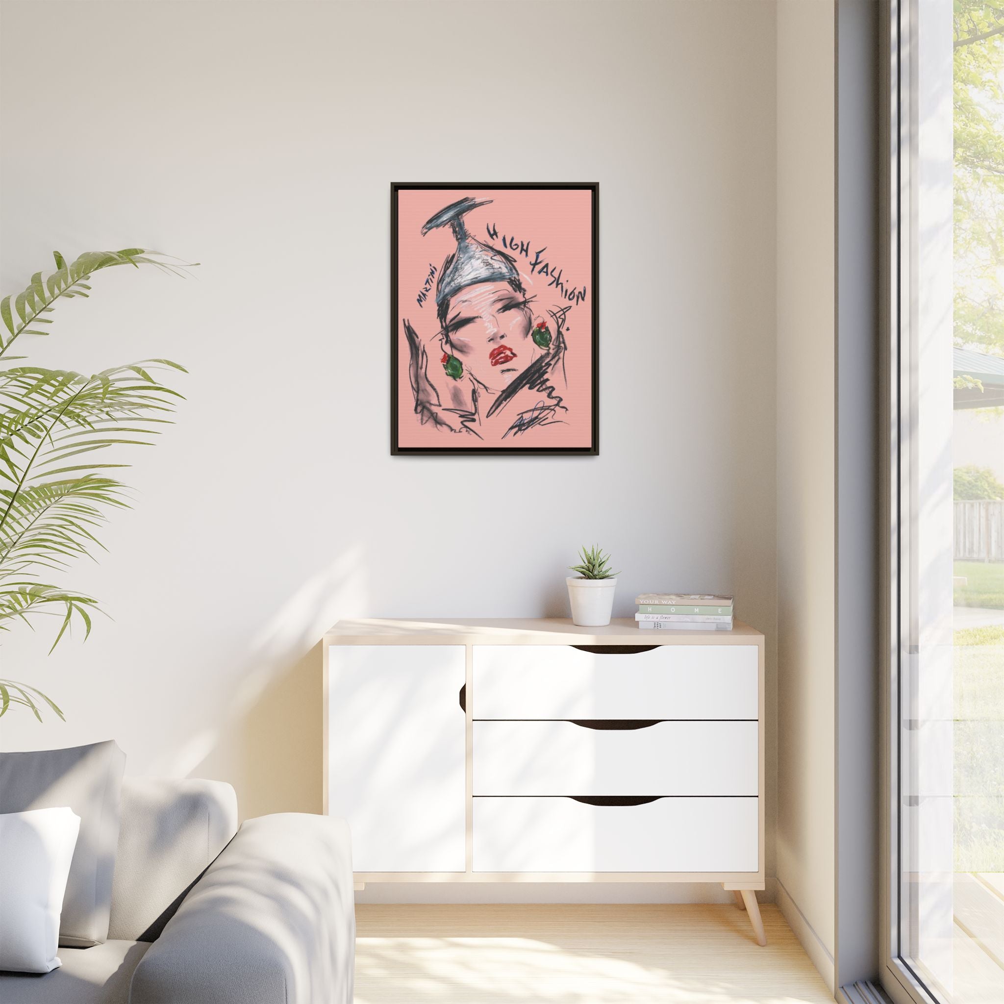 High Fashion Portrait Framed Canvas Wall Art