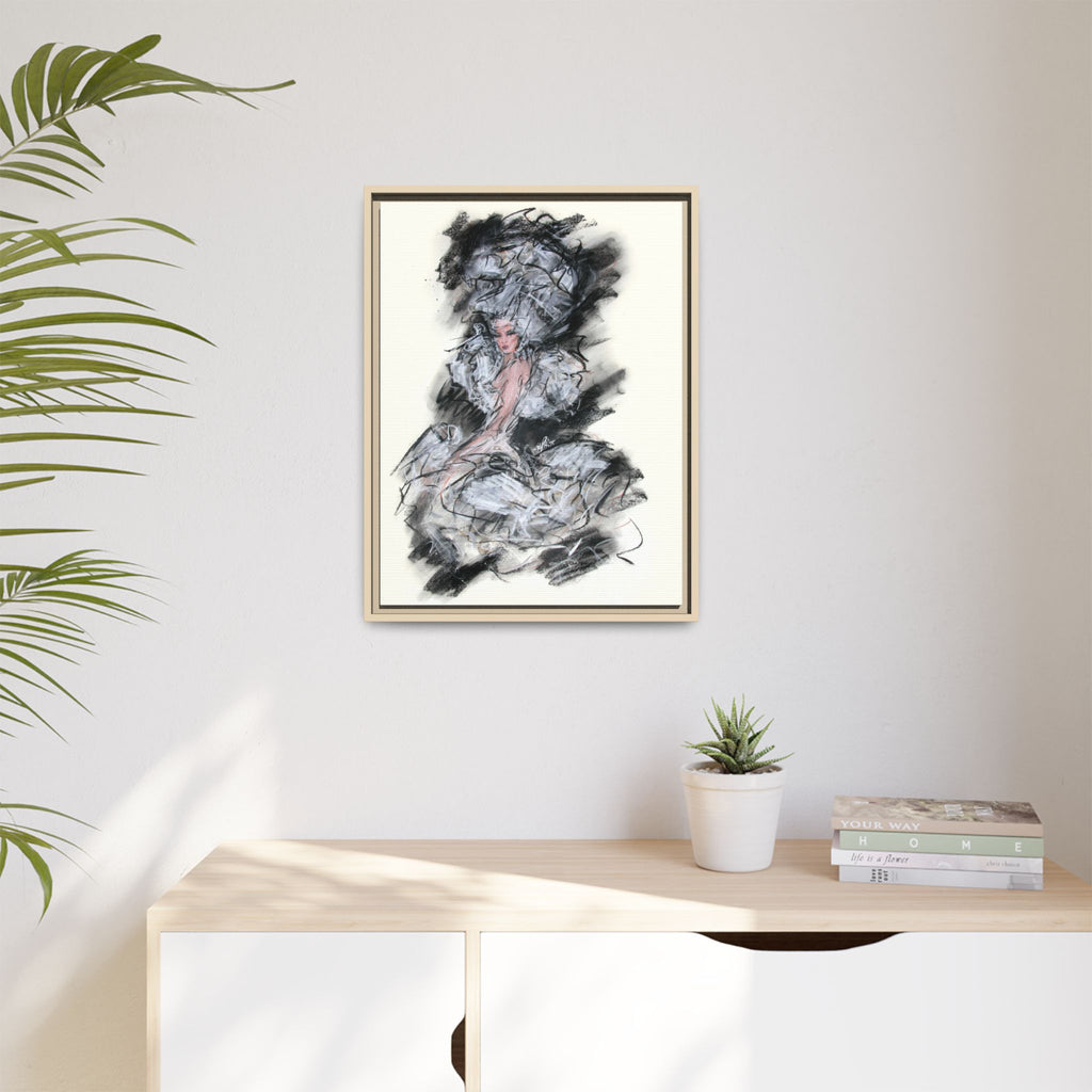 Framed Matte Canvas Art - Fashion Sketch Ballerina Illustration