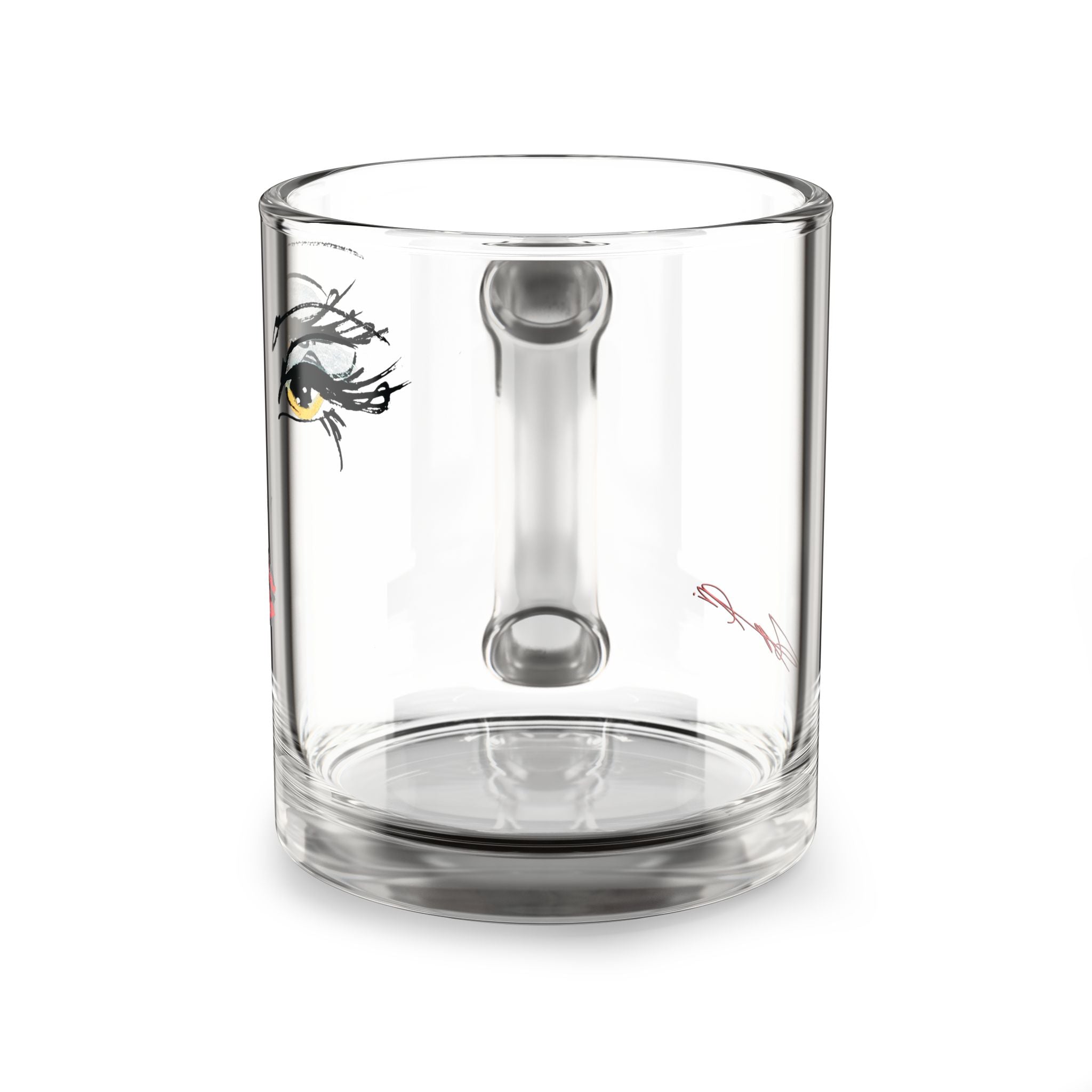 Stylized Makeup Face Glass Mug | 10oz Clear Coffee Cup