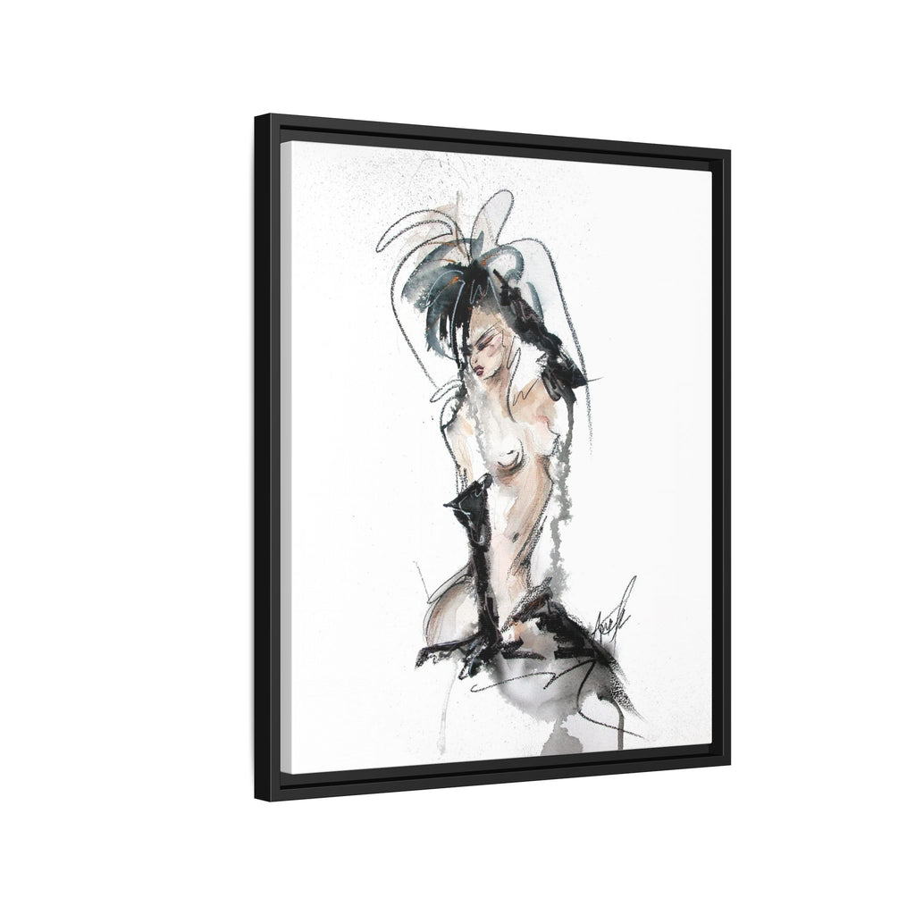 Woman in Black Gloves | Framed Nude Figure Sketch