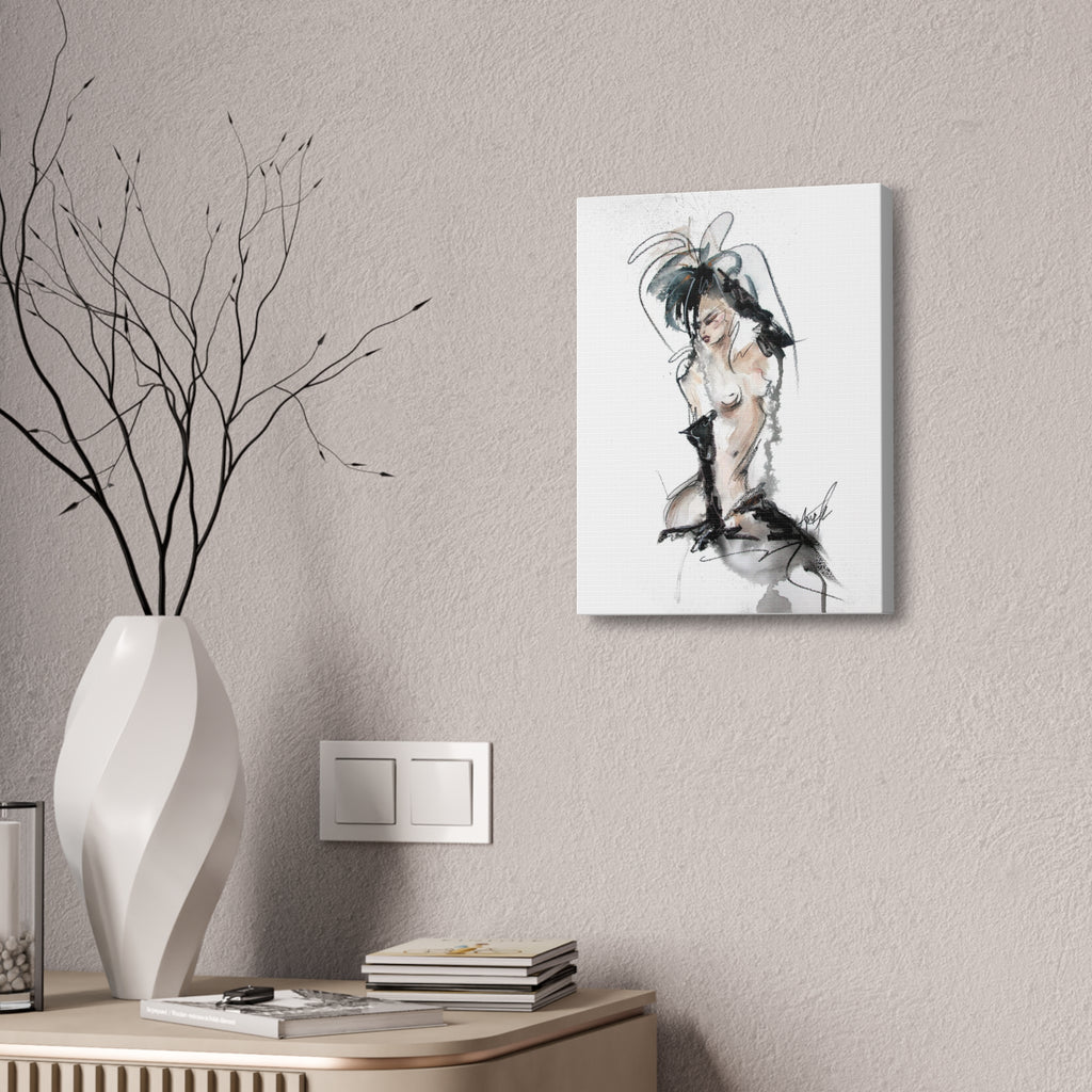 Woman In Black Gloves Canvas Print | Burlesque Pinup Canvas Art