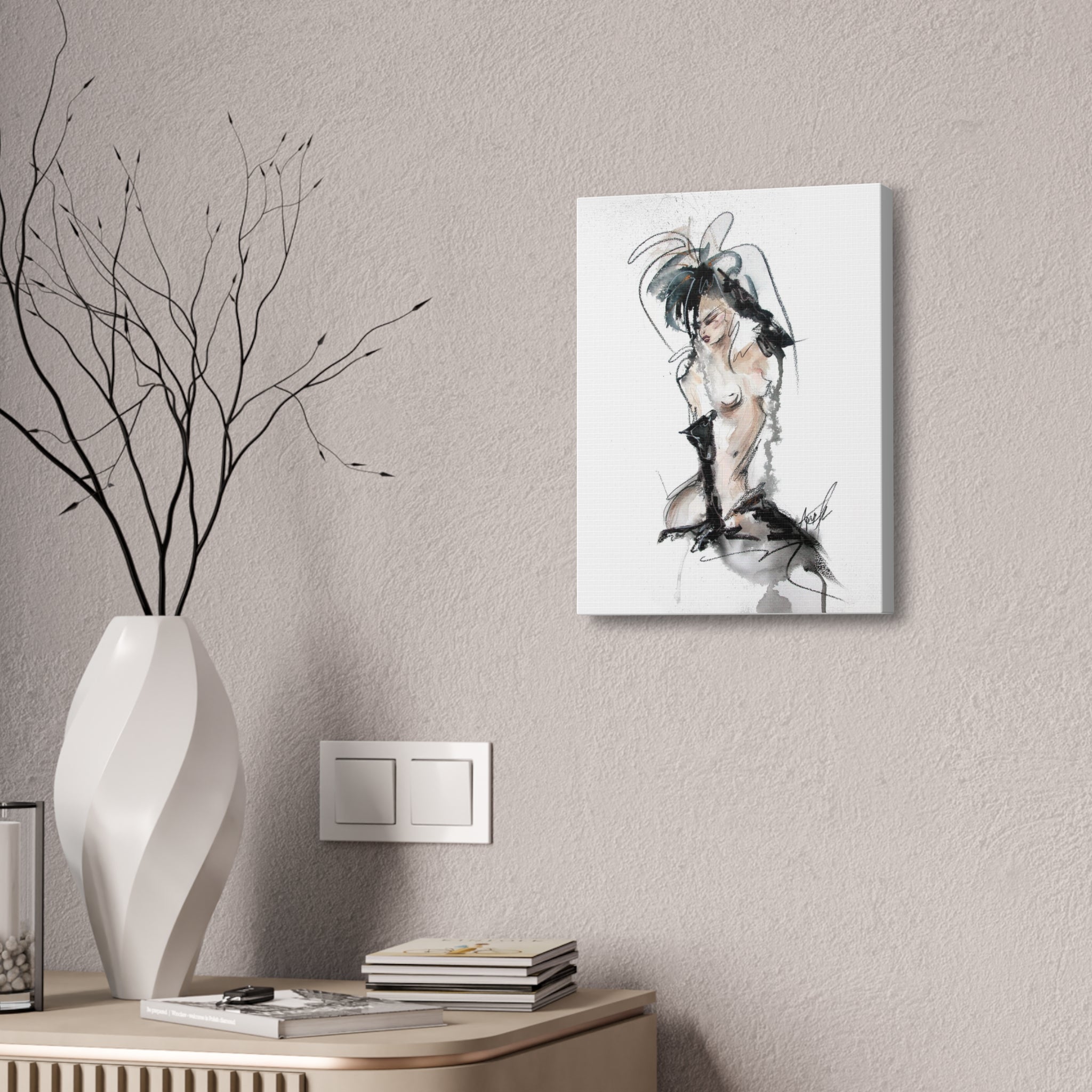 Woman In Black Gloves Canvas Print | Burlesque Pinup Canvas Art