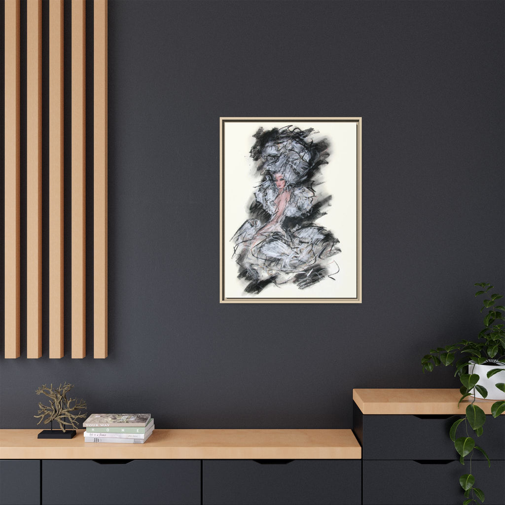 Framed Matte Canvas Art - Fashion Sketch Ballerina Illustration
