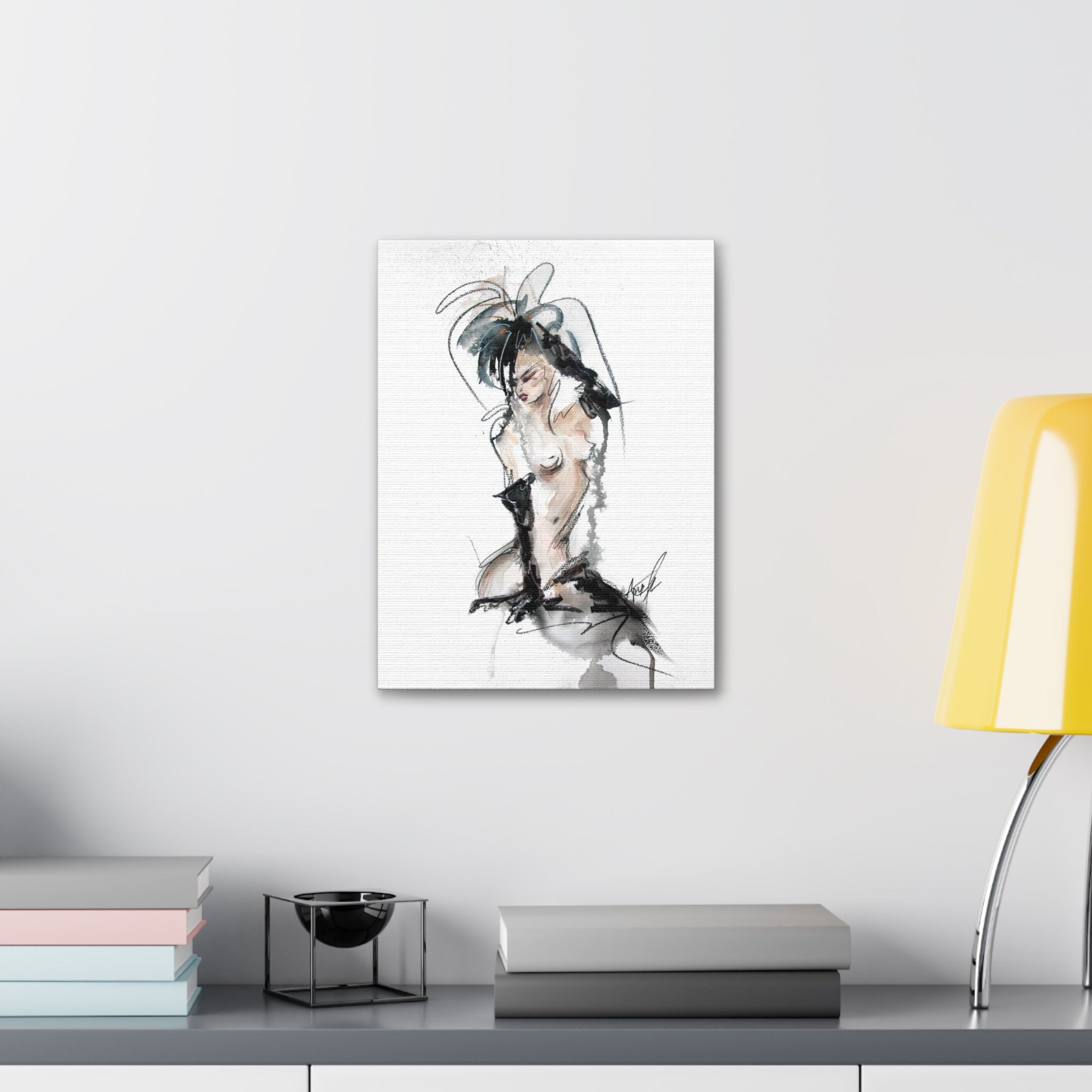 Woman In Black Gloves Canvas Print | Burlesque Pinup Canvas Art