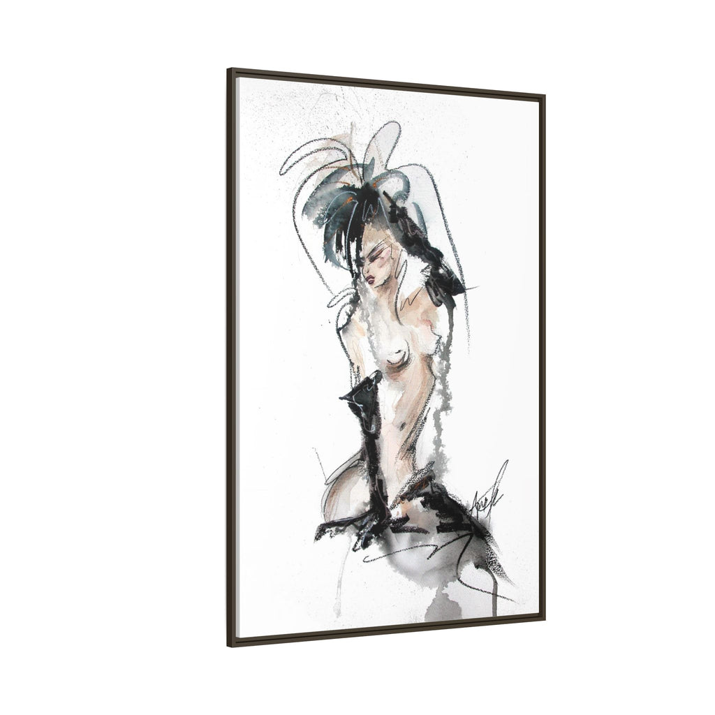 Woman in Black Gloves | Framed Nude Figure Sketch