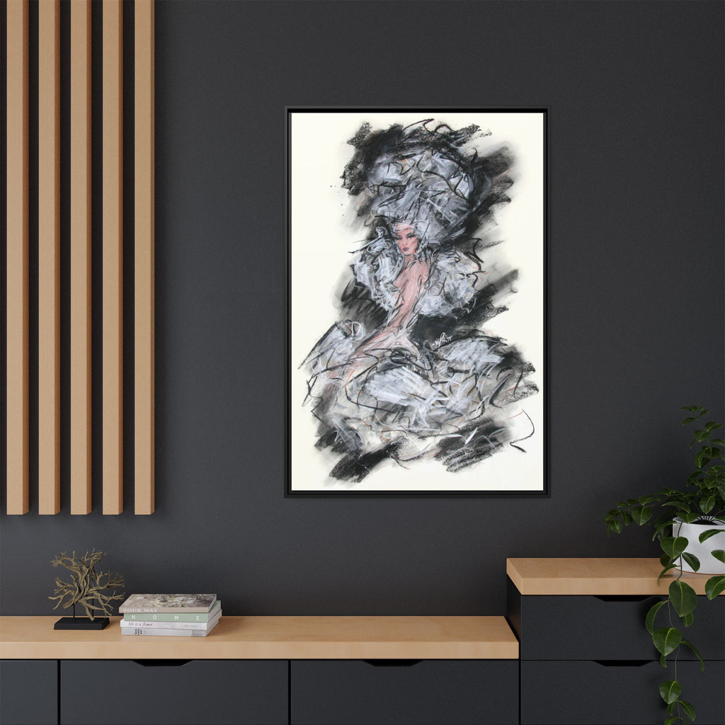Framed Matte Canvas Art - Fashion Sketch Ballerina Illustration