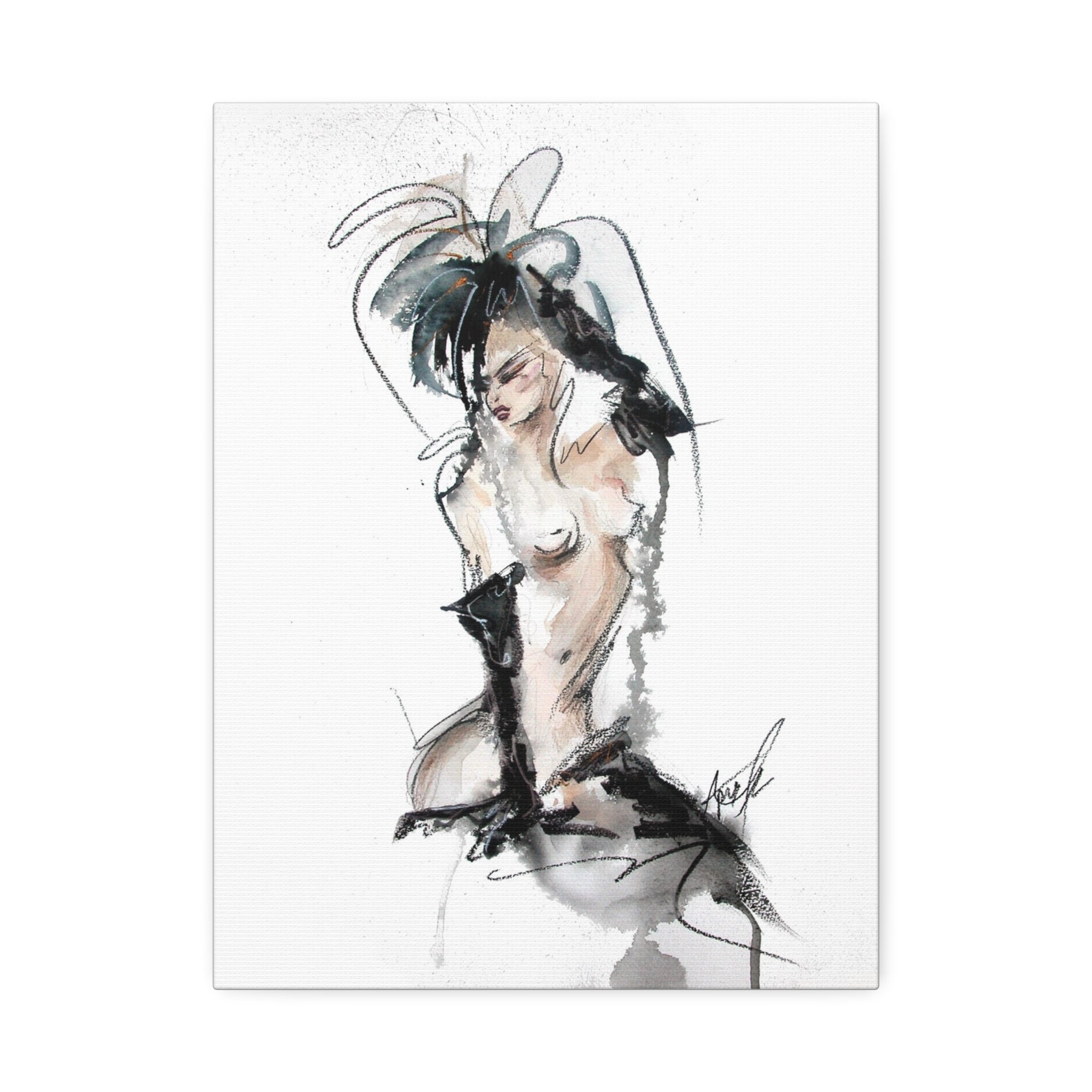 Woman In Black Gloves Canvas Print | Burlesque Pinup Canvas Art