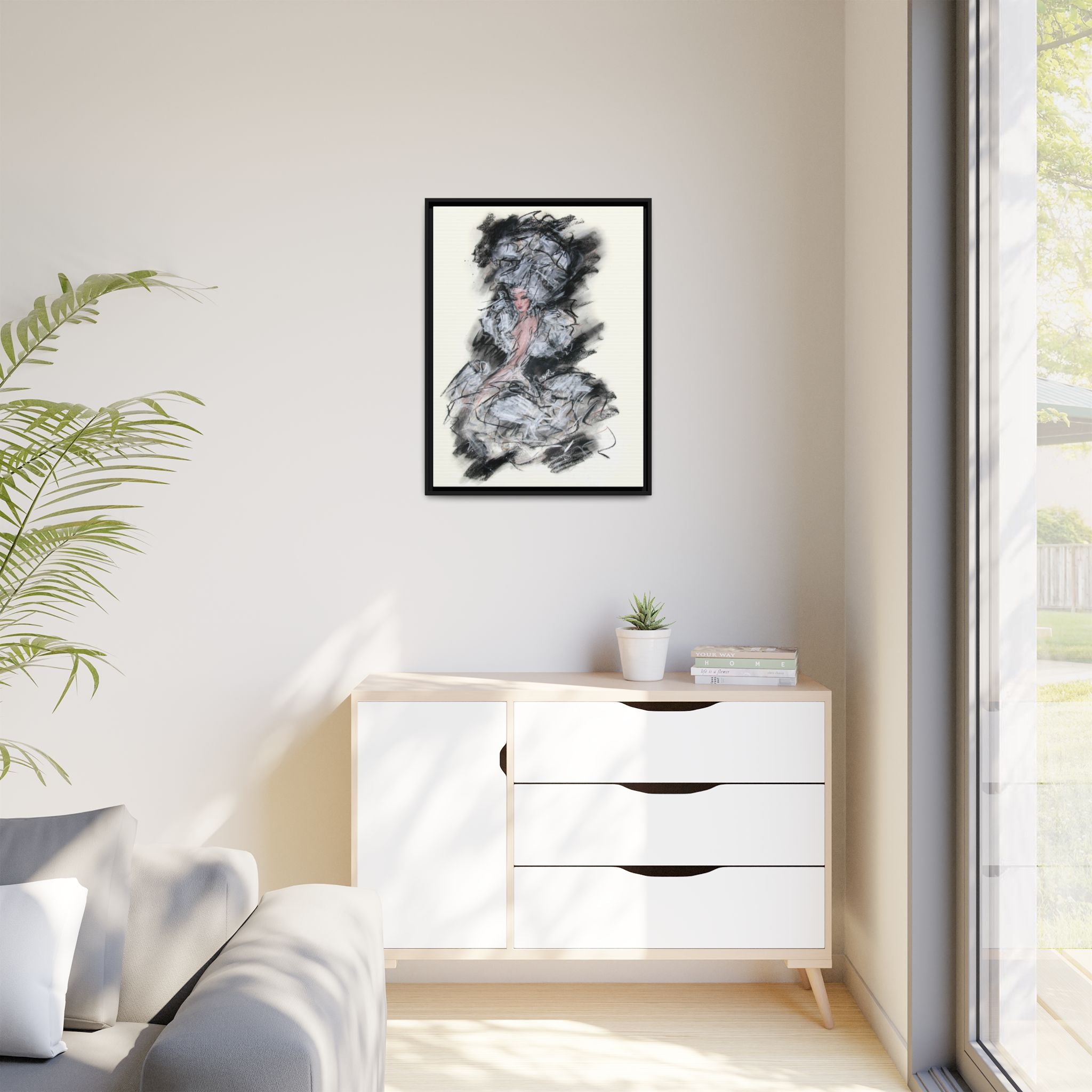 Framed Matte Canvas Art - Fashion Sketch Ballerina Illustration