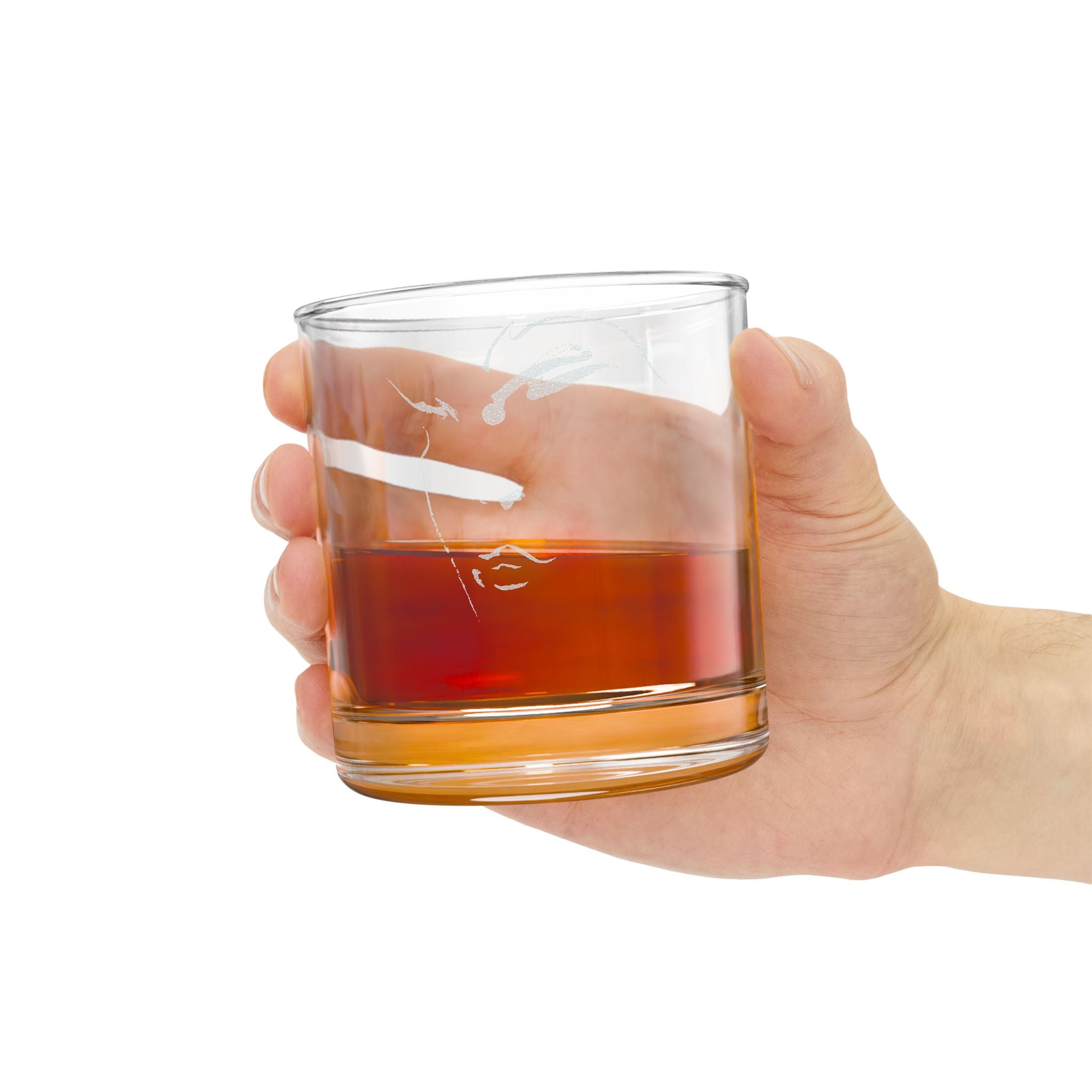 Engraved Whiskey Glass 10.5oz — Minimal Face Portrait Design