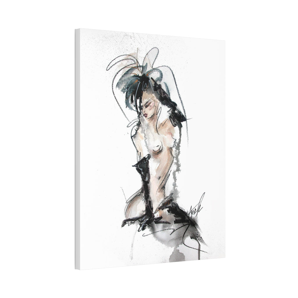 Woman In Black Gloves Canvas Print | Burlesque Pinup Canvas Art