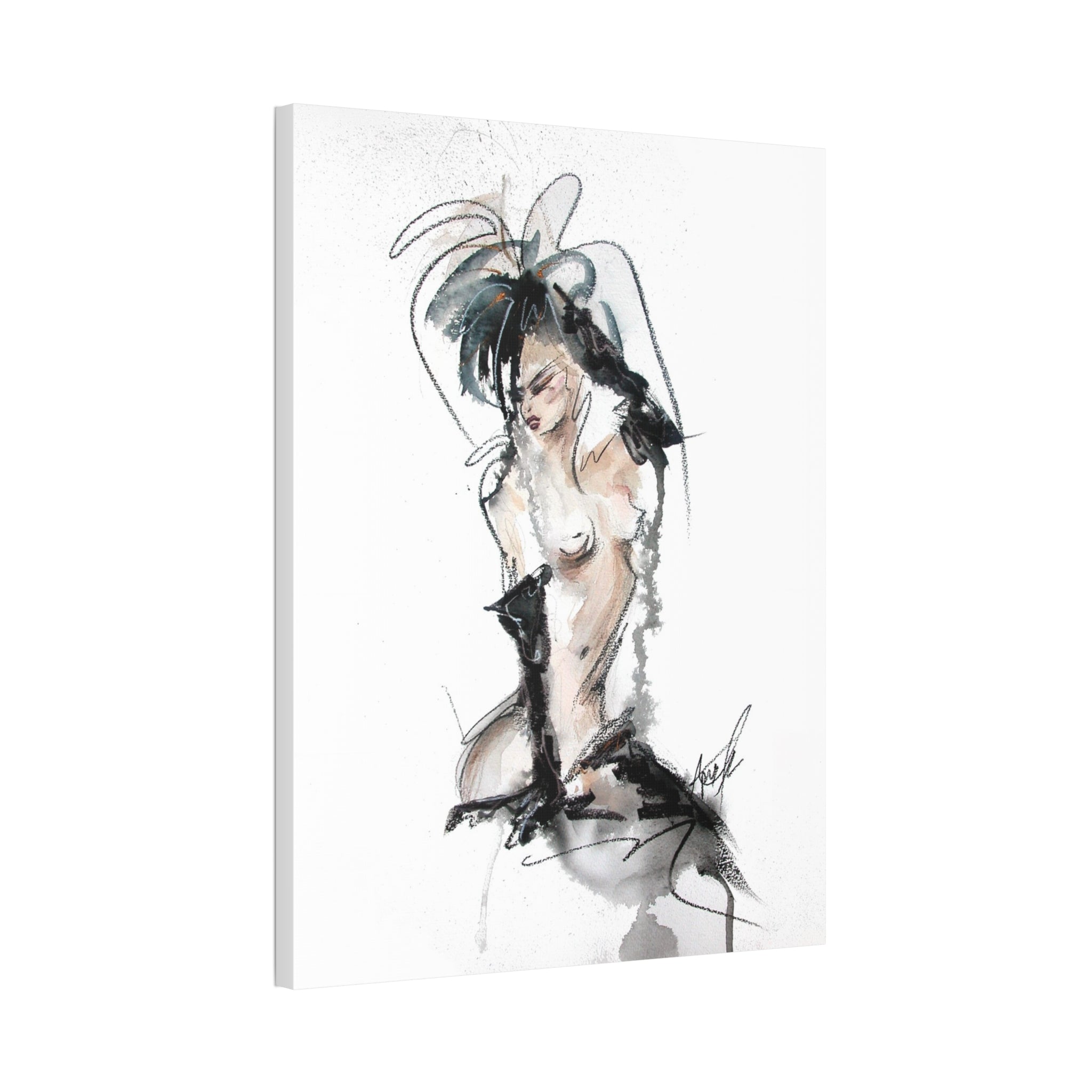 Woman In Black Gloves Canvas Print | Burlesque Pinup Canvas Art