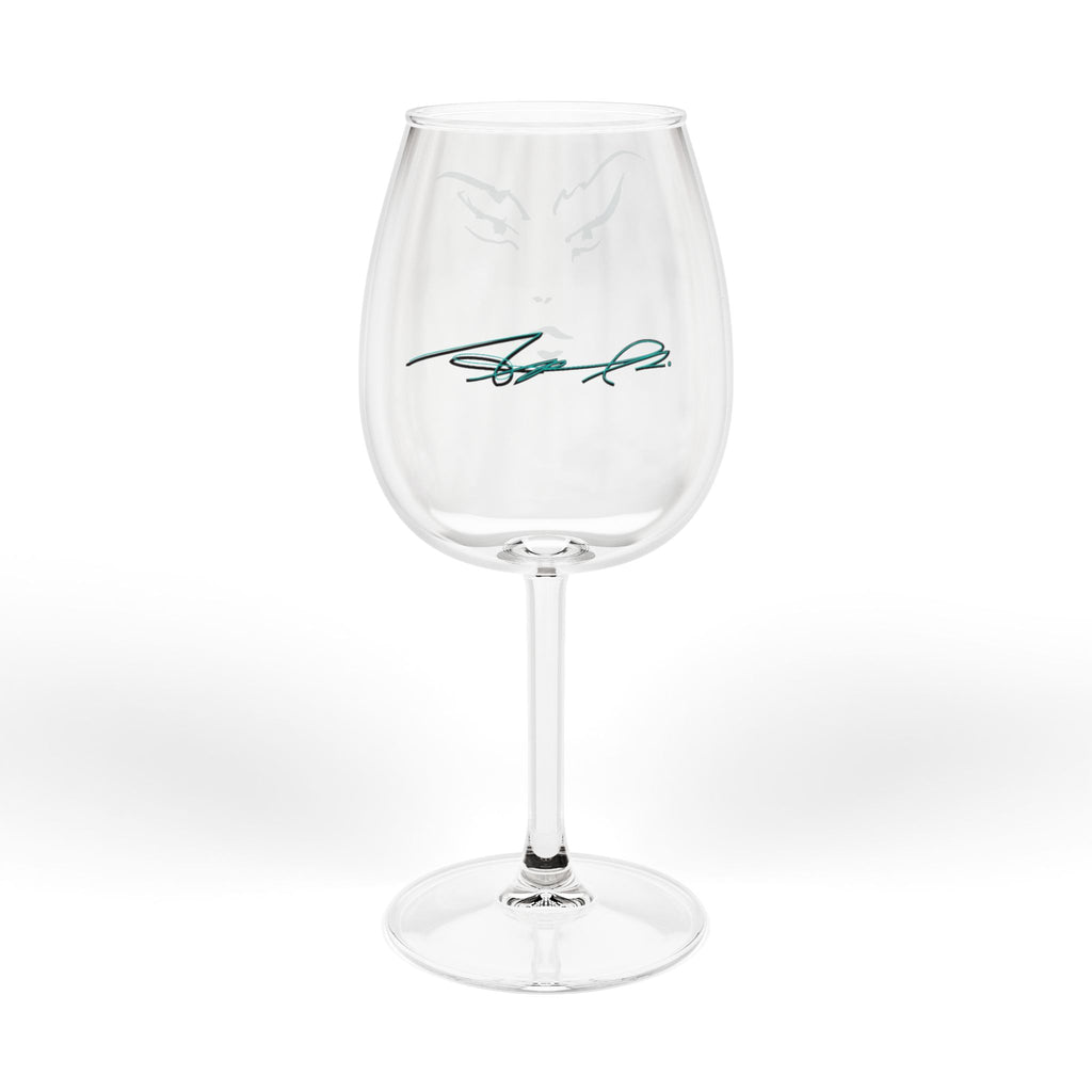 12oz Wine Glass with Minimalist Mermaid Face Illustration — Coastal, Relaxing Drinkware