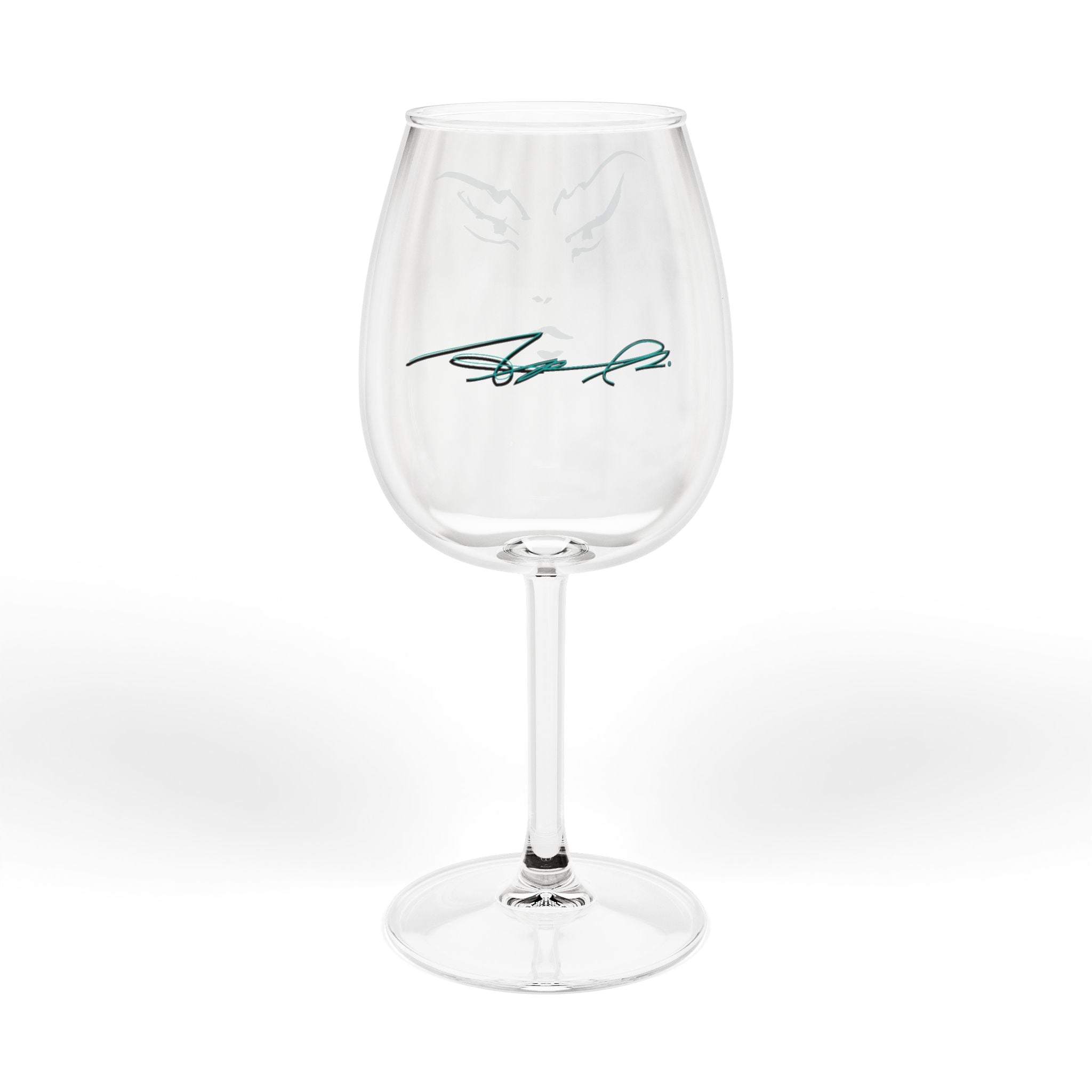 12oz Wine Glass with Minimalist Mermaid Face Illustration — Coastal, Relaxing Drinkware