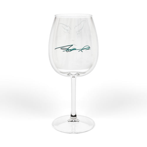 12oz Wine Glass with Minimalist Mermaid Face Illustration — Coastal, Relaxing Drinkware