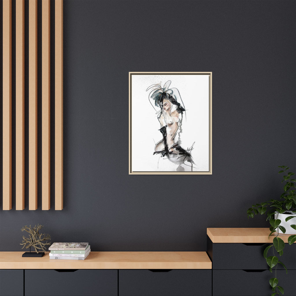 Woman in Black Gloves | Framed Nude Figure Sketch