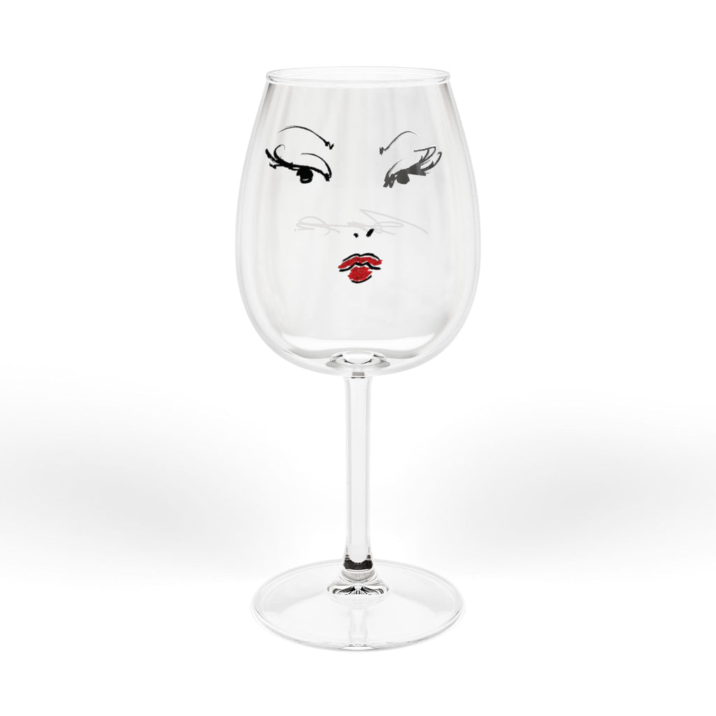 12oz Face Art Wine Glass — Elegant Lip & Eye Design, Gift for Wine Lovers