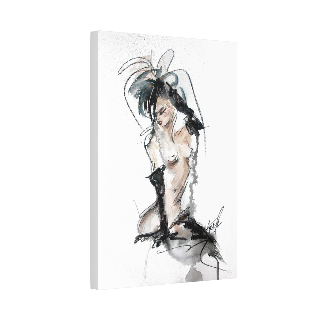 Woman In Black Gloves Canvas Print | Burlesque Pinup Canvas Art