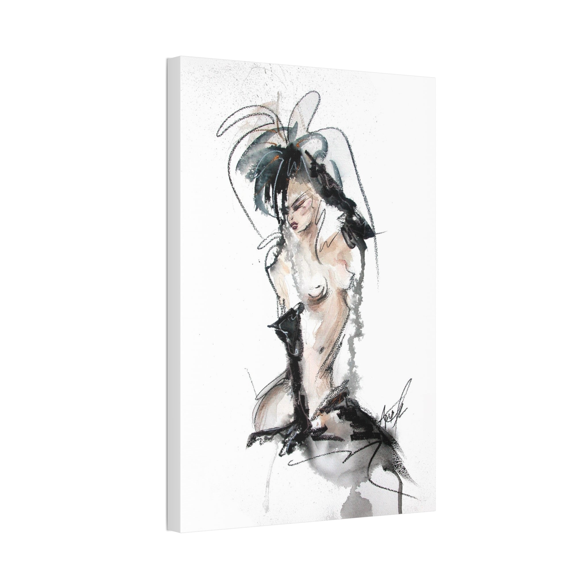Woman In Black Gloves Canvas Print | Burlesque Pinup Canvas Art