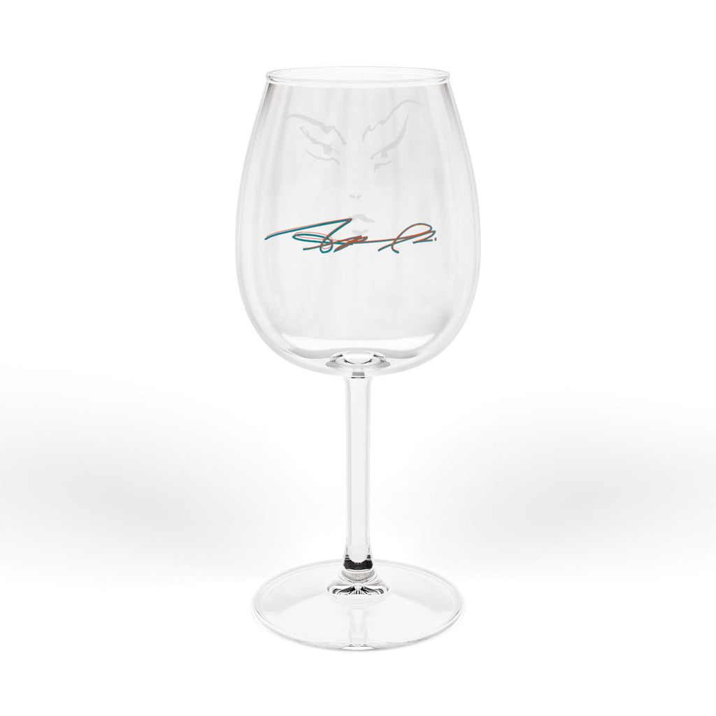 12oz Wine Glass with Minimalist Abstract Face Design — Modern Artistic Stemware