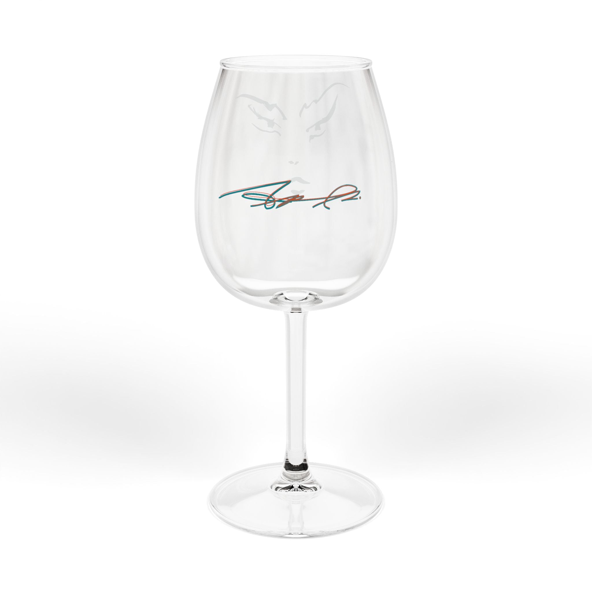 12oz Wine Glass with Minimalist Abstract Face Design — Modern Artistic Stemware