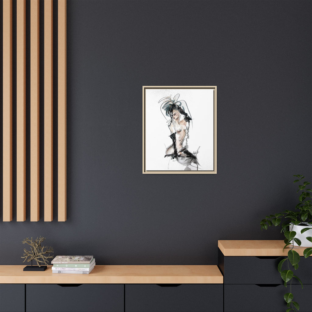 Woman in Black Gloves | Framed Nude Figure Sketch