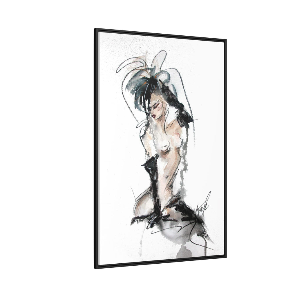 Woman in Black Gloves | Framed Nude Figure Sketch