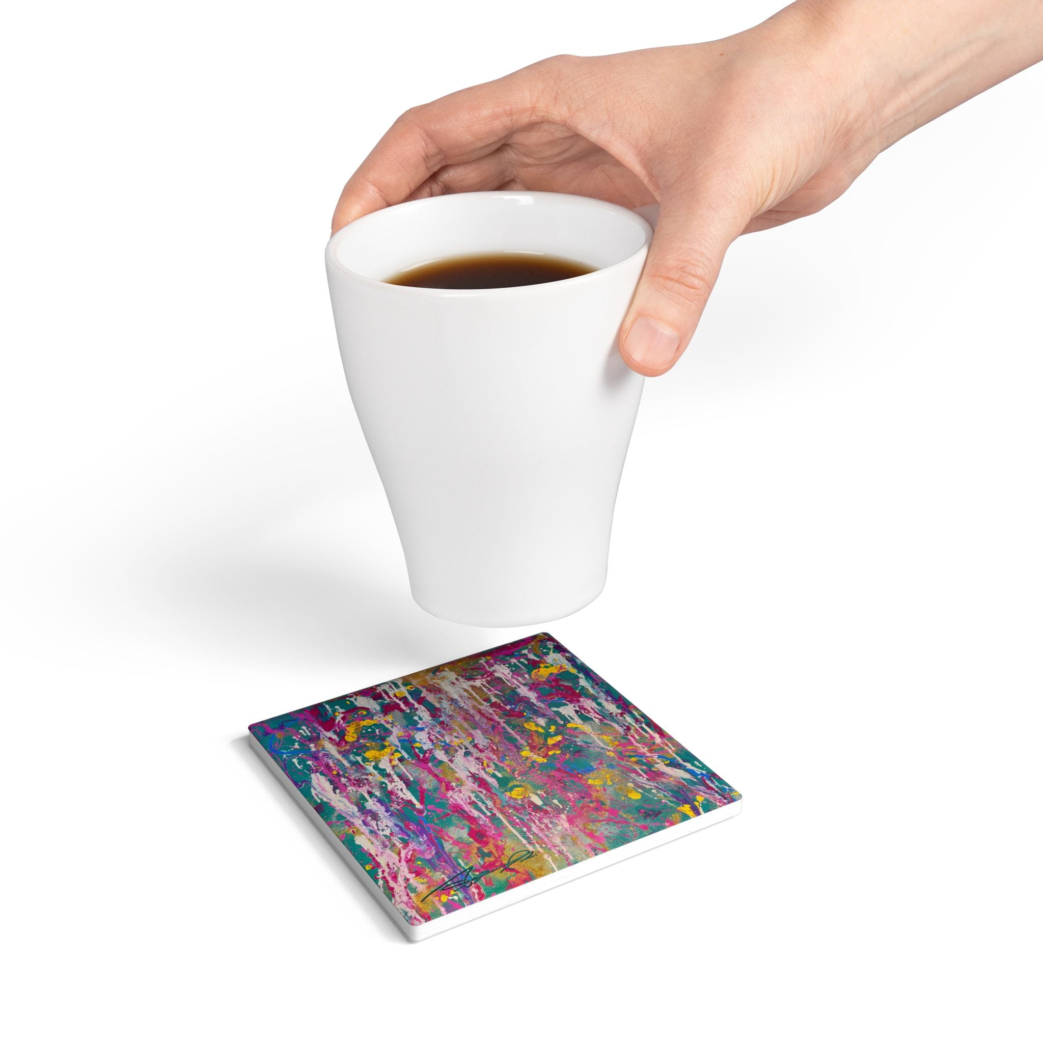 Contemporary Art Ceramic Coaster | Sunlight Through the Weeping Willows