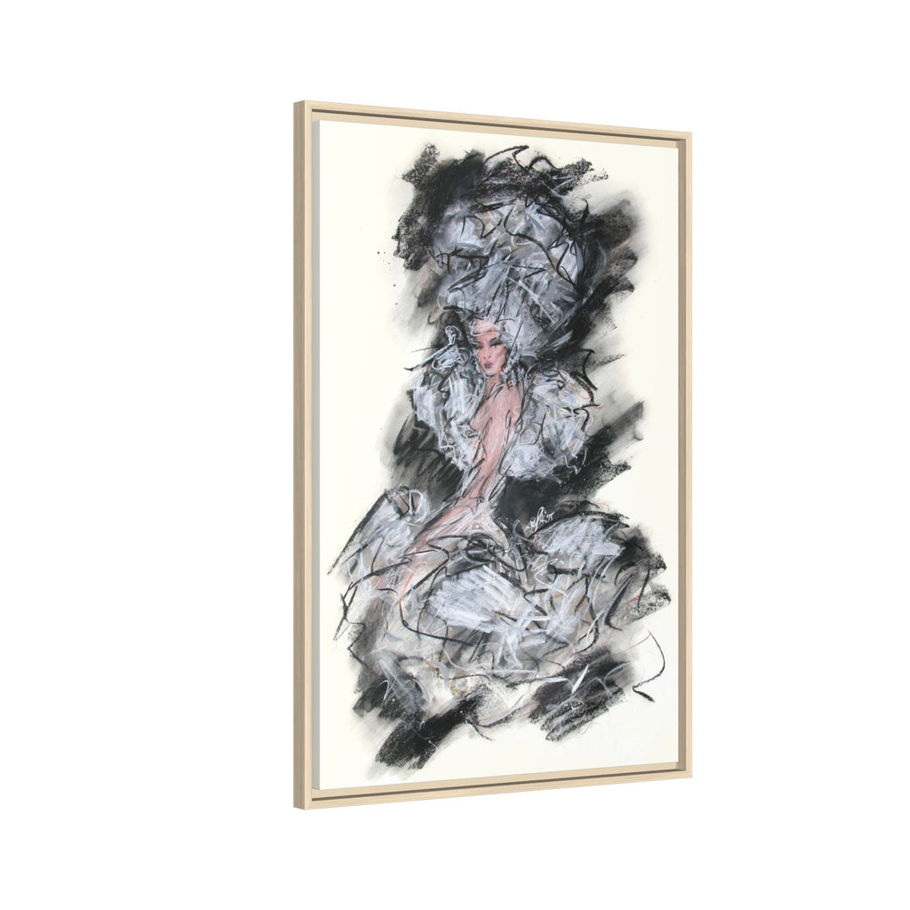 Framed Matte Canvas Art - Fashion Sketch Ballerina Illustration