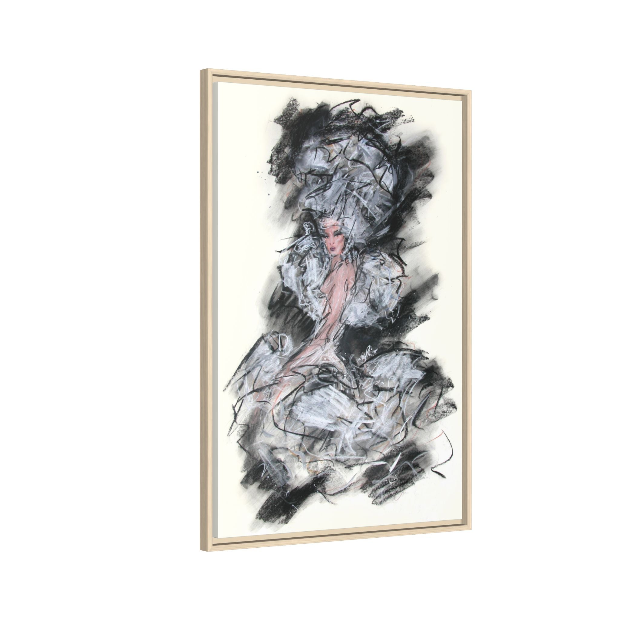 Framed Matte Canvas Art - Fashion Sketch Ballerina Illustration