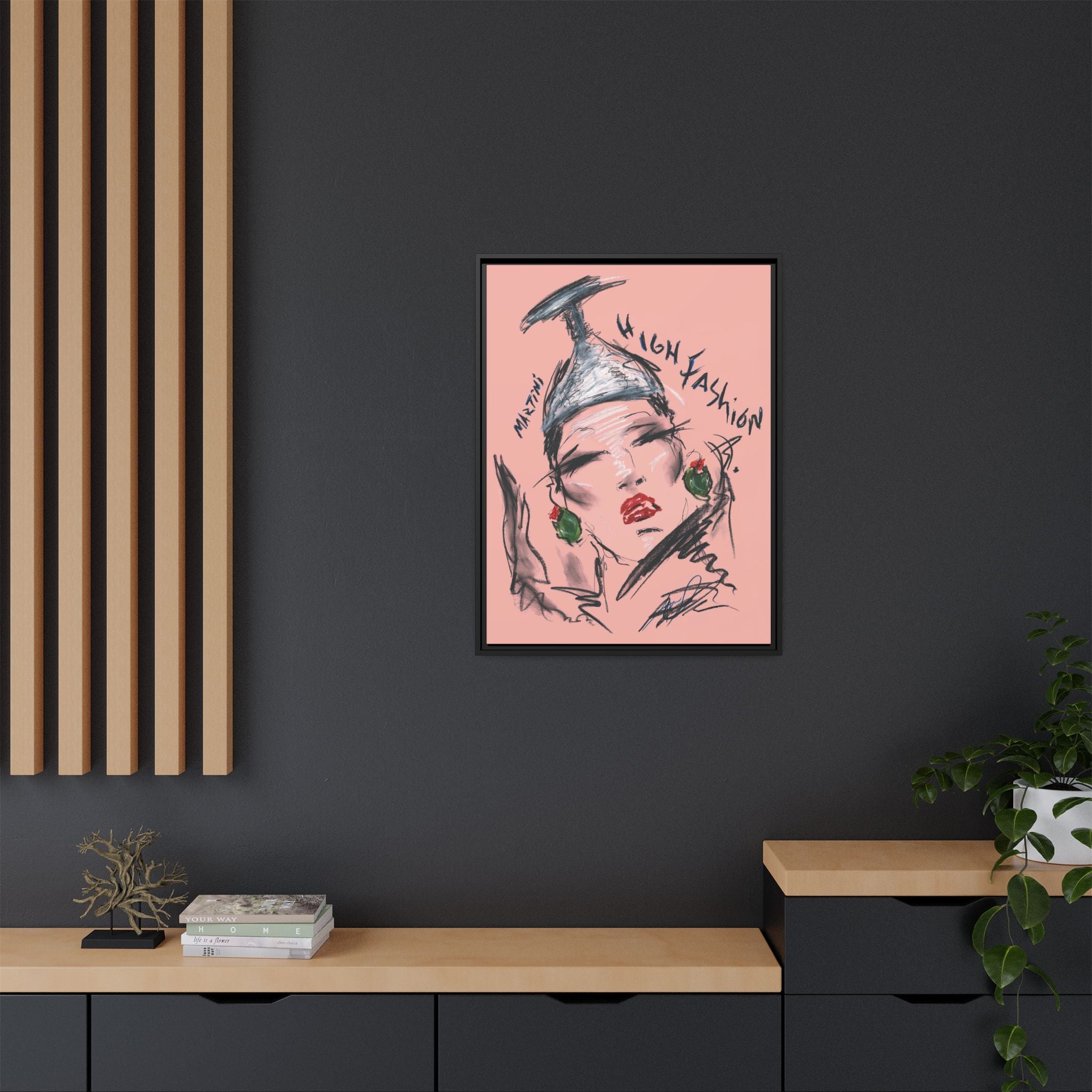 High Fashion Portrait Framed Canvas Wall Art